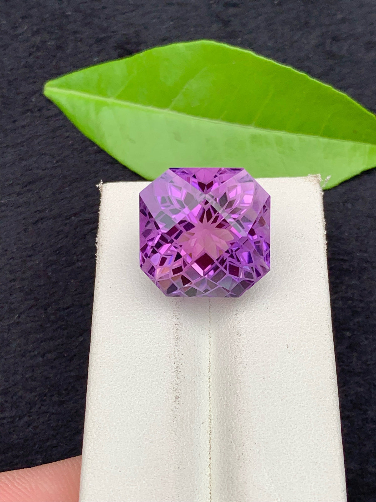 Square Precision Flower Cut Amethyst Loose Gemstone - 31 Carats