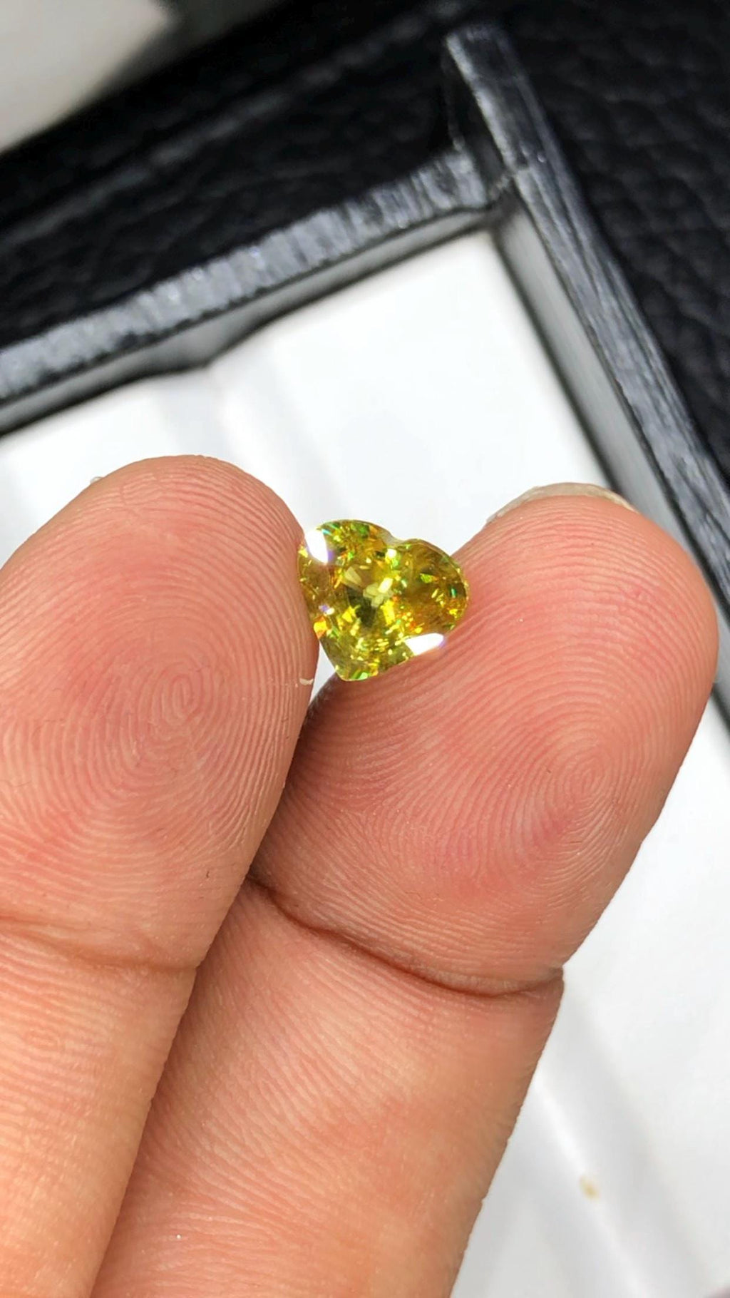 1.40 CT Heart Sphene Titanite Gemstone: Rare Faceted Yellow-Green Loose Gem