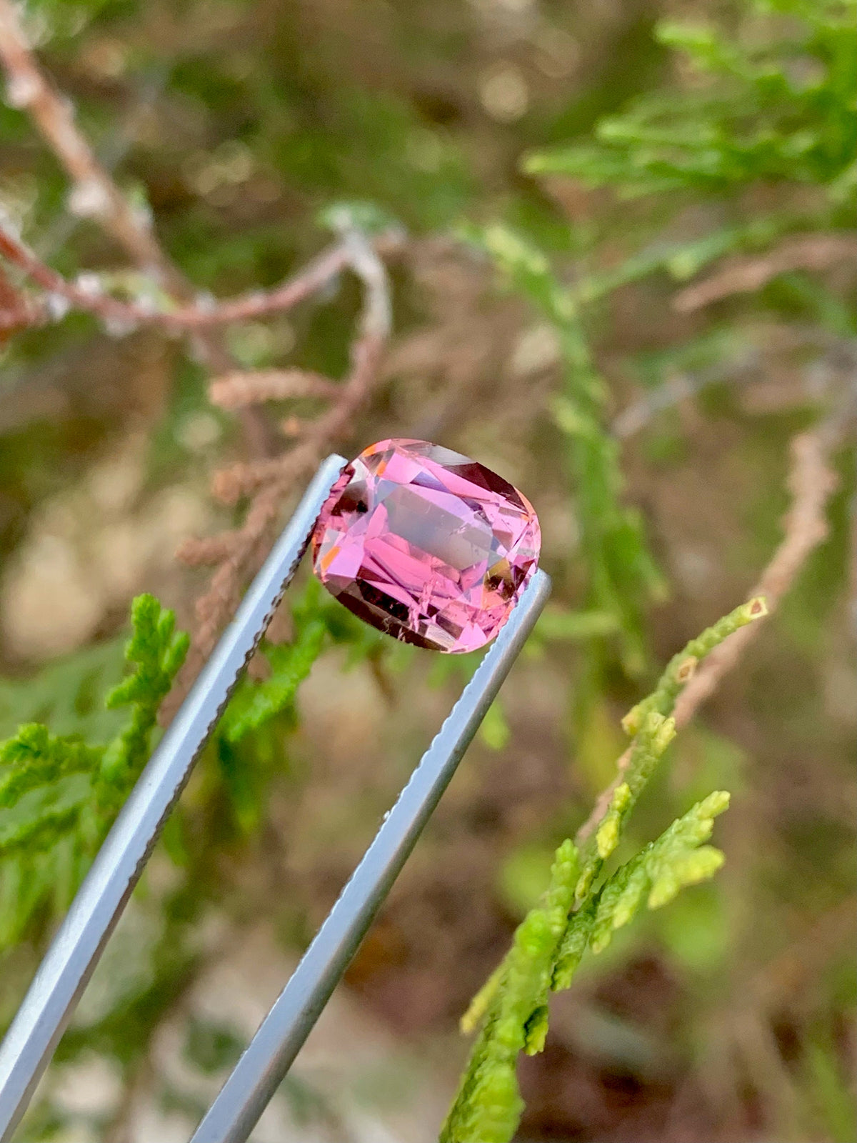 Faceted Pink Tourmaline Gemstone: Loose Cushion Cut, 3.30 CT