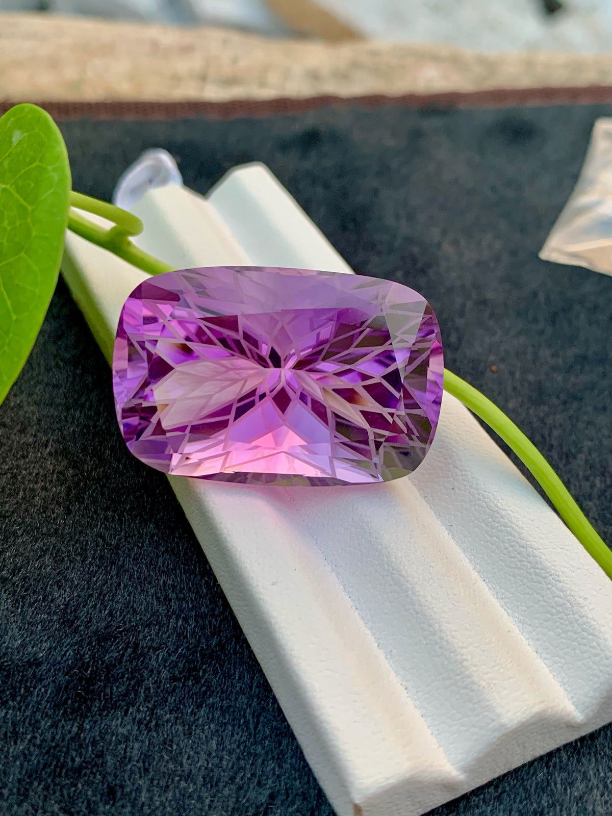 Precision Flower Cut Amethyst Loose Gemstone Big Size - 84.40 Carats