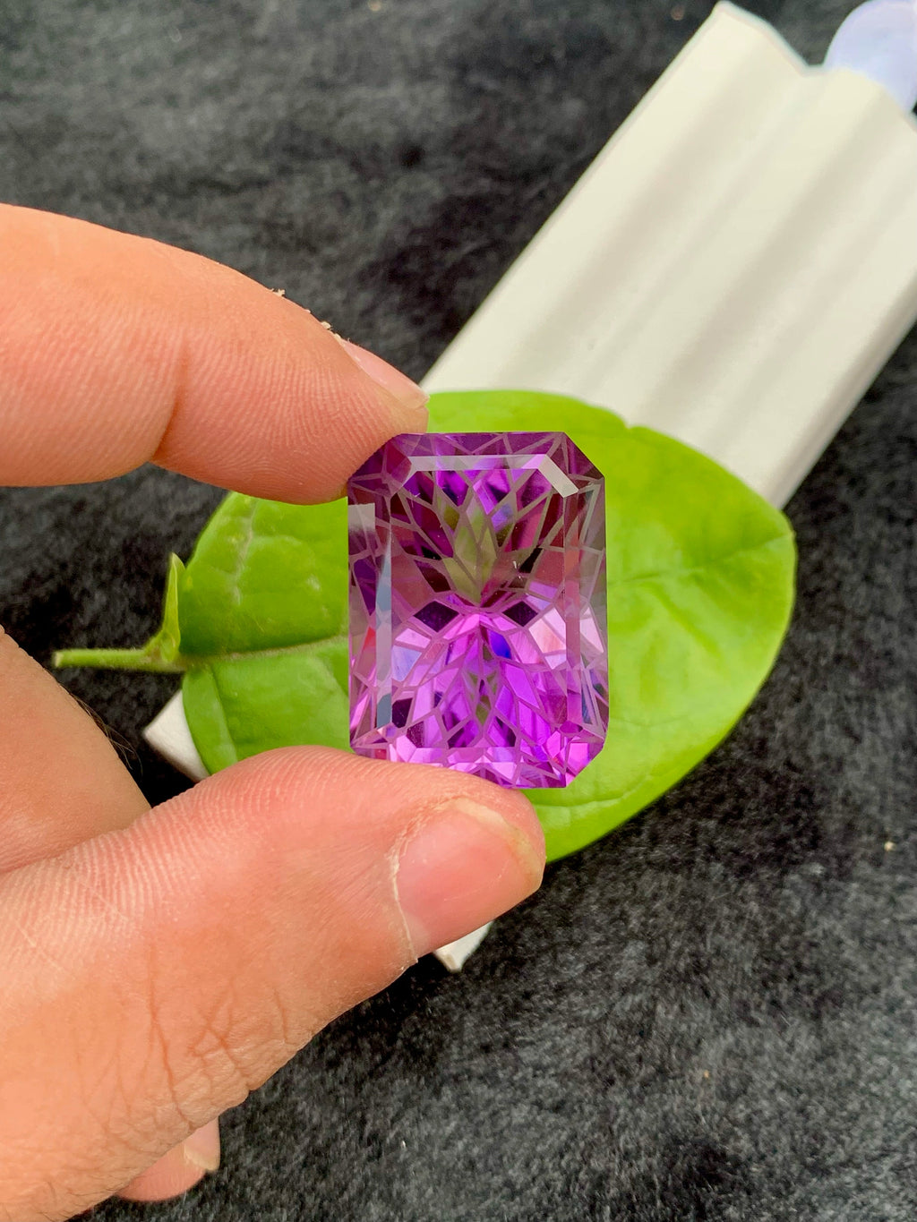 Precision Flower Cut Amethyst Loose Gemstone Big Size - 46.40 Carats