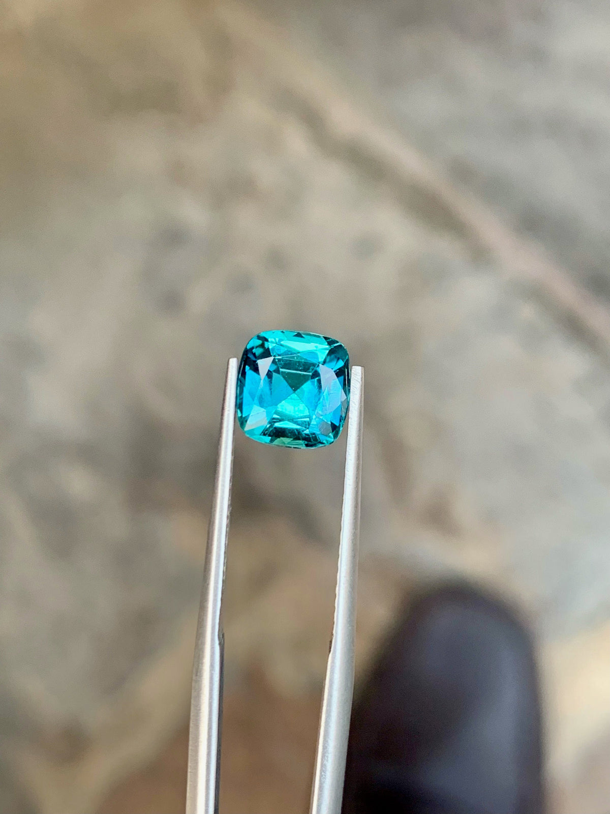 Ink Blue Tourmaline Gemstone: Natural Cushion Cut, 1.70 Cts