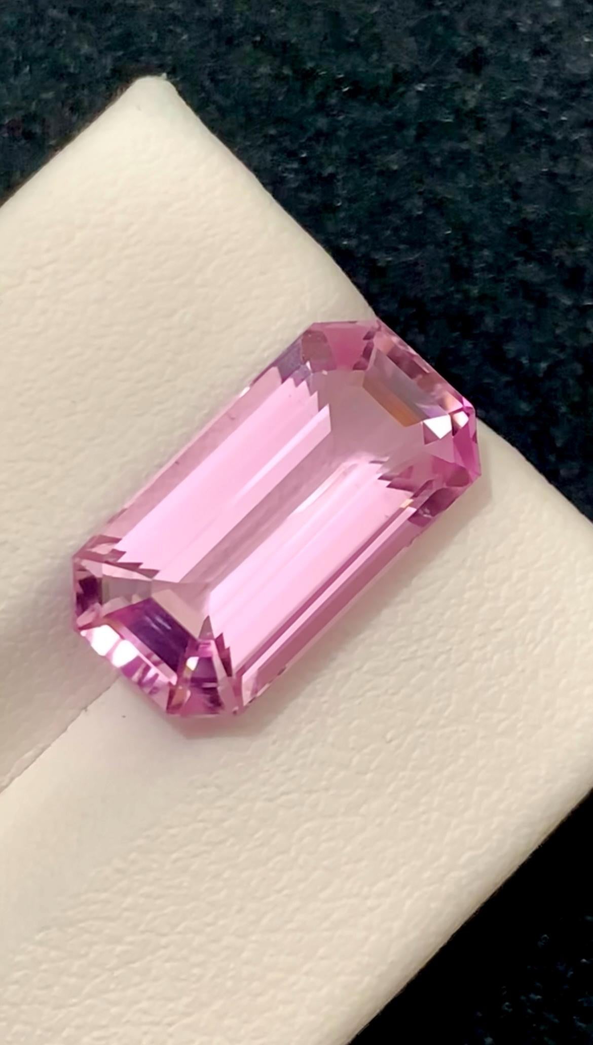 Pink Kunzite 9.30 Carat Elongated Emerald Cut Gemstone from Nuristan Afghanistan