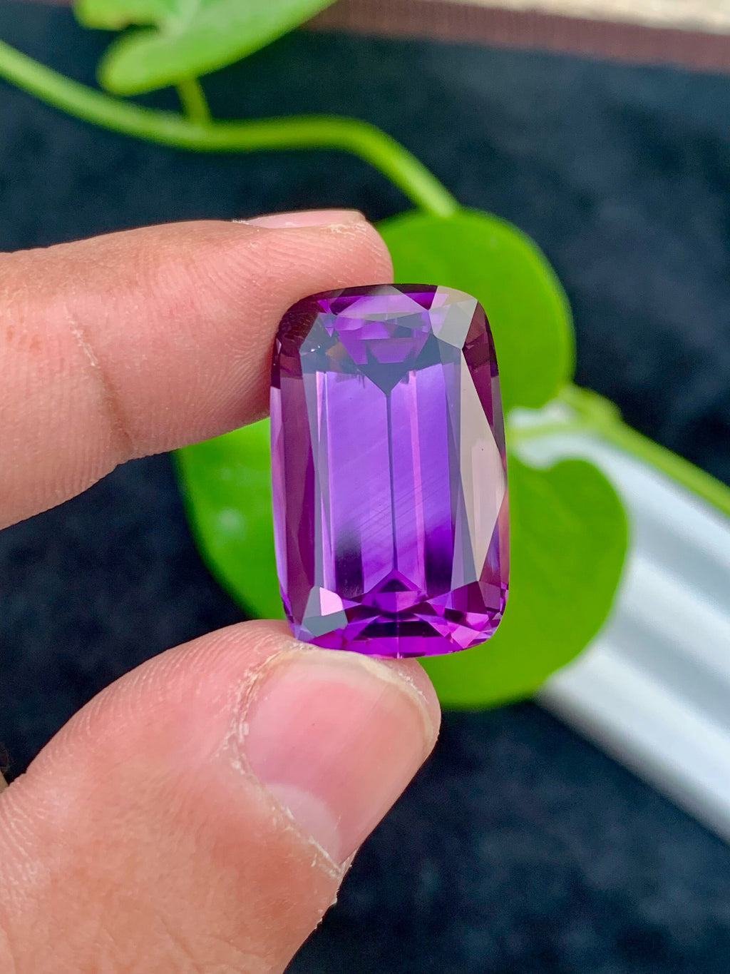 Natural Deep Purple Amethyst Gemstone: 26.00 CTS Cushion Cut, Africa
