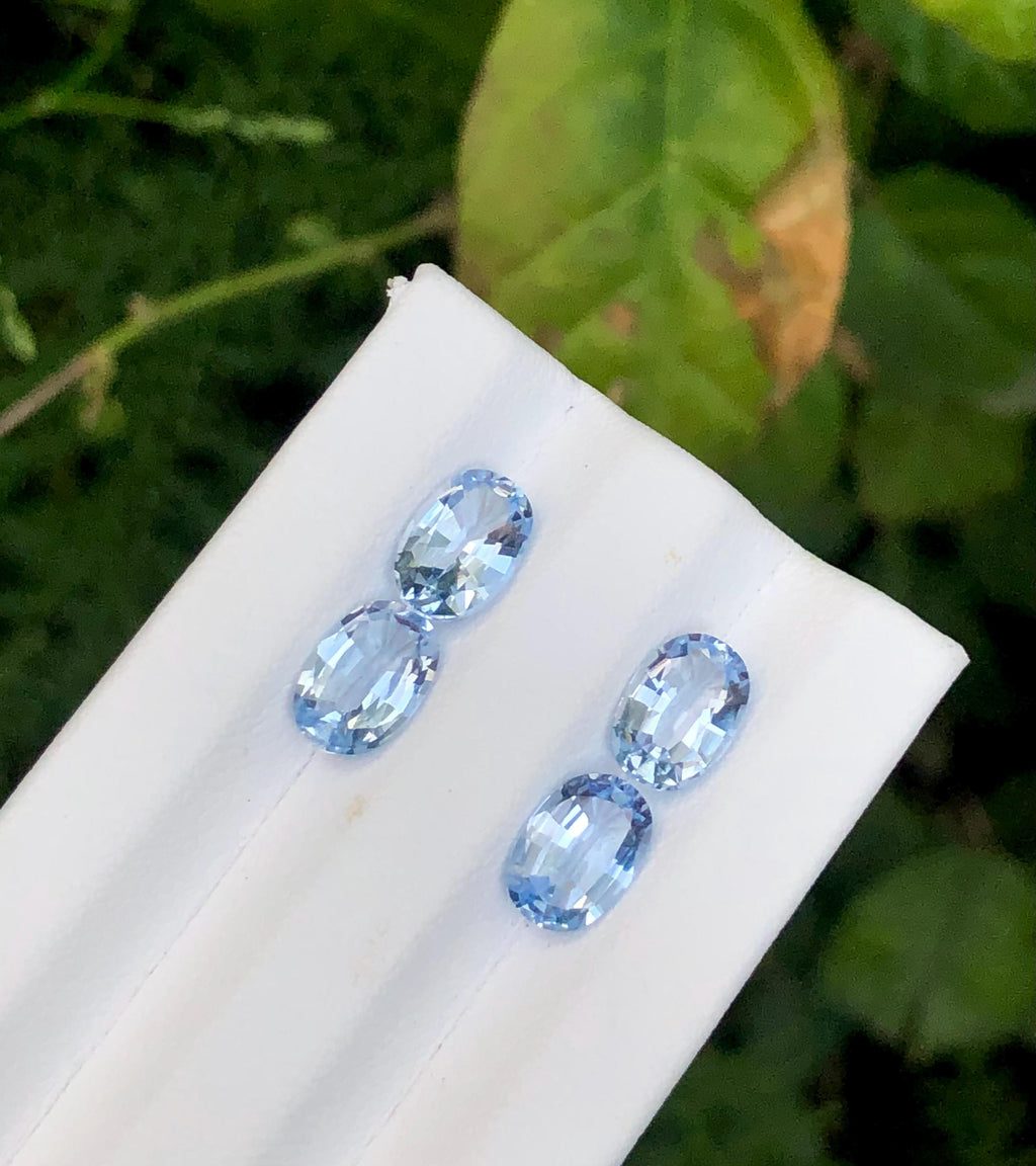 Aquamarine Set 4.50ct Oval Cut Gemstones from Skardu Pakistan – Matching 4-Piece Lot