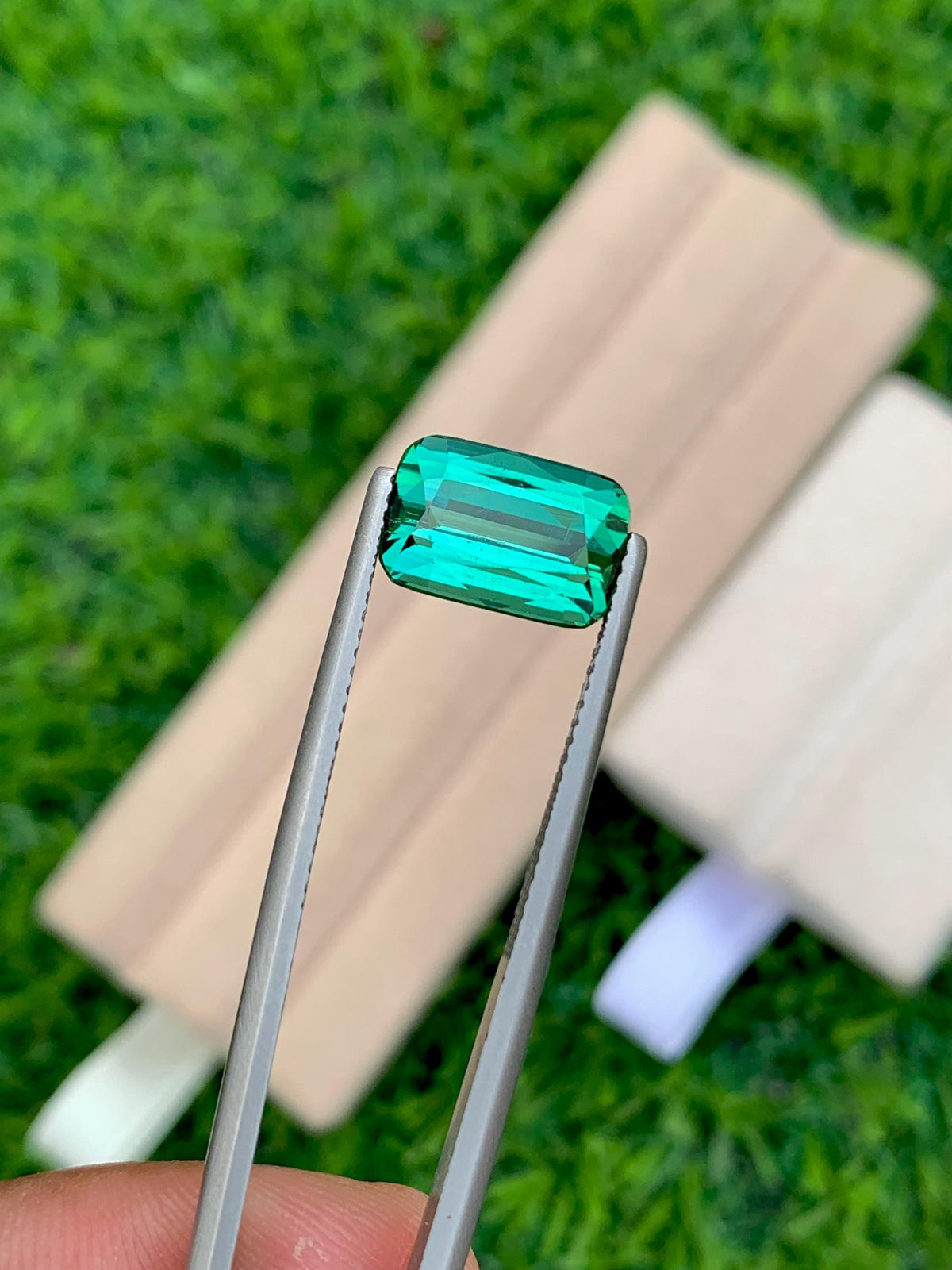 Bluish Green Tourmaline Gemstone: 3.40 CT Cushion Cut, Afghanistan Origin