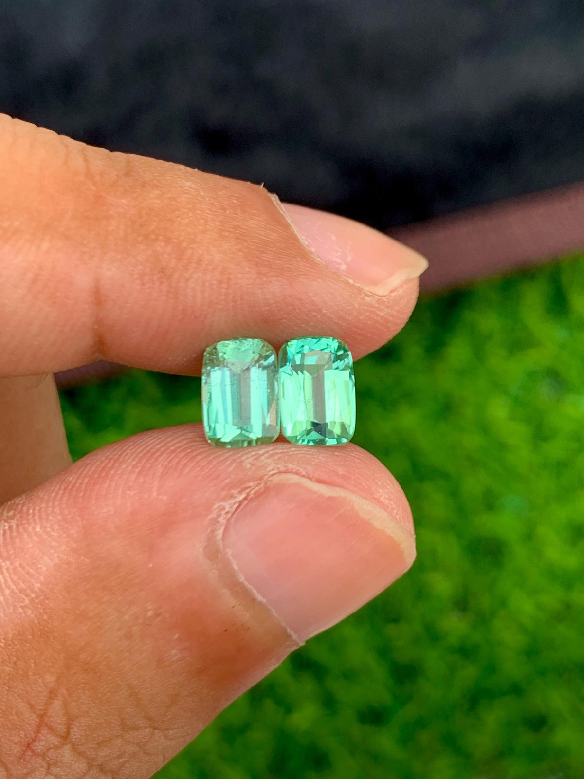 Lagoon Tourmaline 2.45ct Cushion Cut Pair from Afghanistan