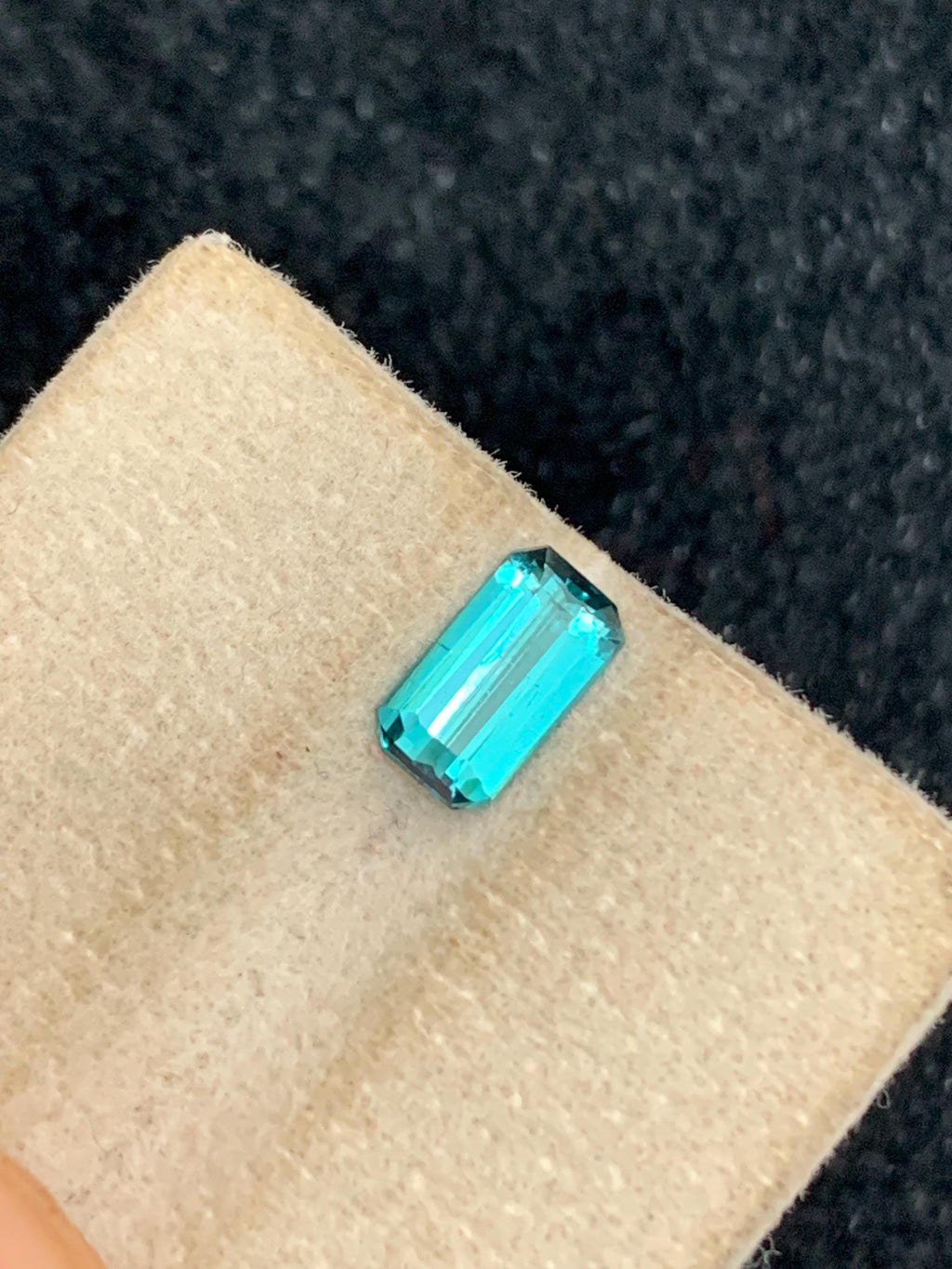 Lagoon Tourmaline Gemstone: Emerald Cut, Oceanic Blue, 0.80 Carat
