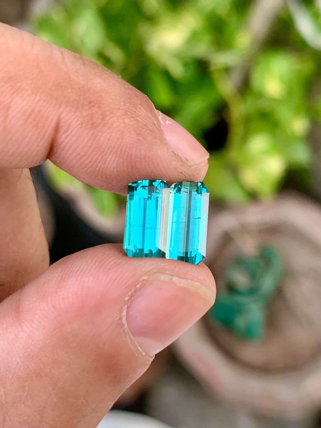 Blue Lagoon Tourmaline Pair: Faceted Emerald Cut, October Birthstone