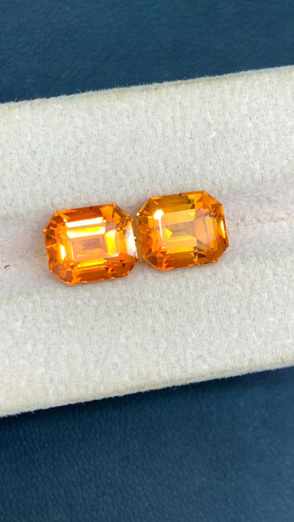 Fancy Cut Citrine Gemstone Pair: Orange Brown Jewelry Stones, 6.85 CT