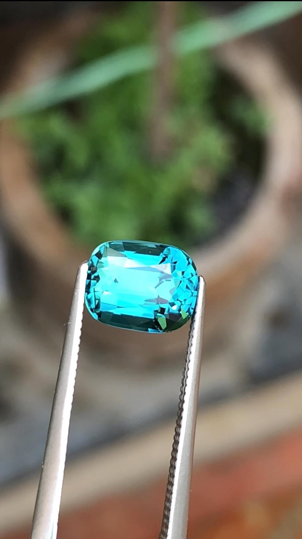 Natural Neon Blue Tourmaline Cushion Cut – 2.70 Carat from Afghanistan Facated gemstone
