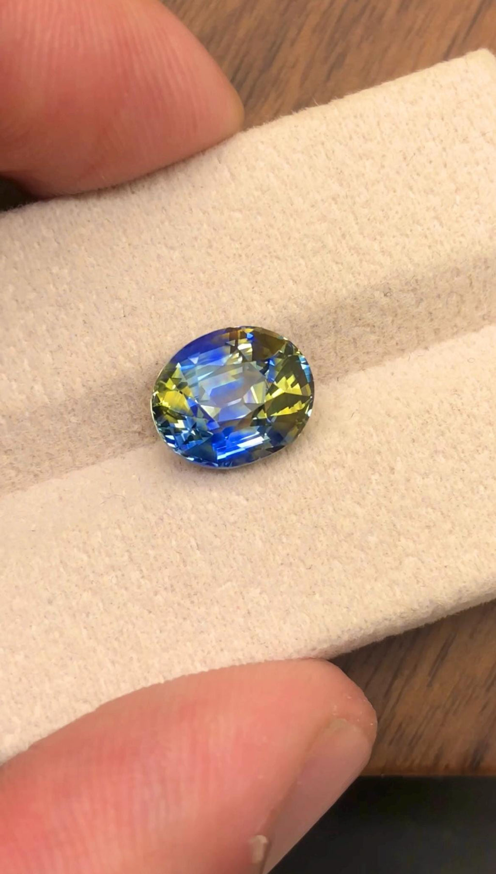 Bi Color Sapphire 4.17 Ct Oval Cut – Blue-Yellow Gem from Sri Lanka No Heat