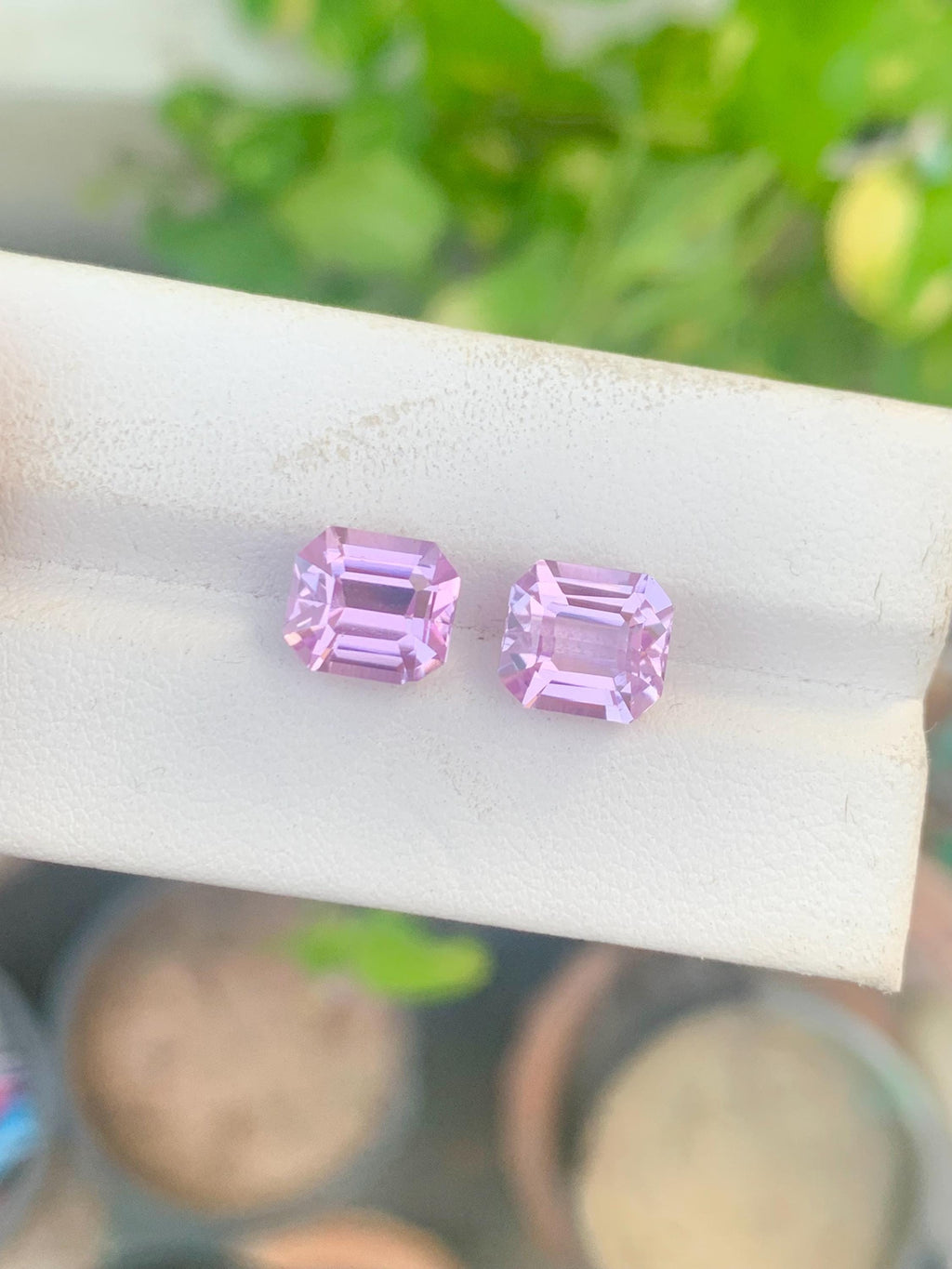 Emerald Cut Pink Kunzite Pair: Natural Gemstone, 9.10 CT