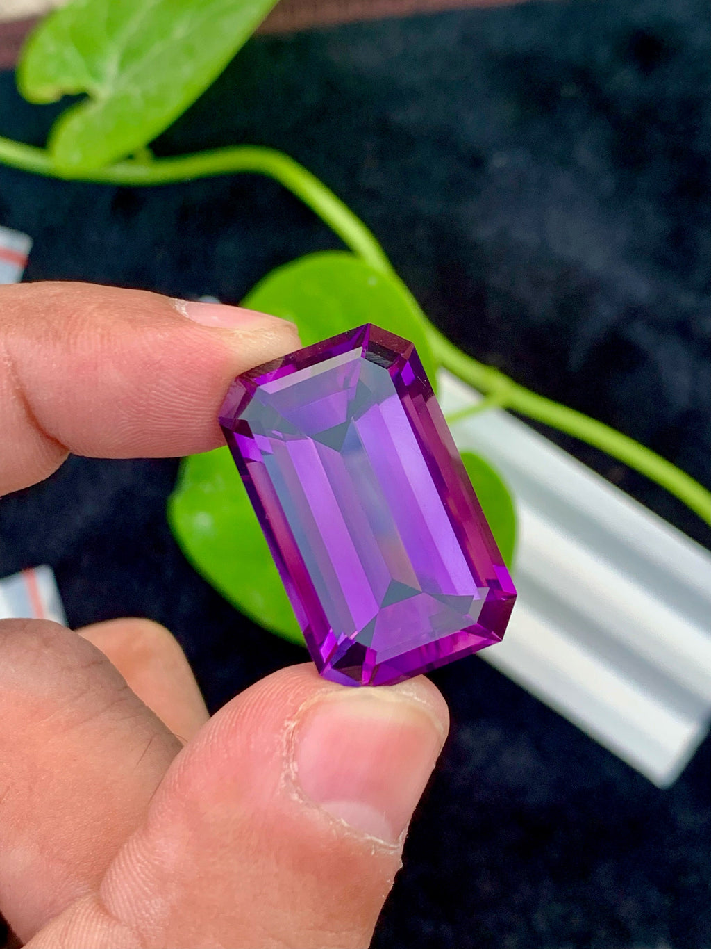 Emerald Cut Amethyst Gemstone: Natural Pinkish Purple Stone, 39.95 CT