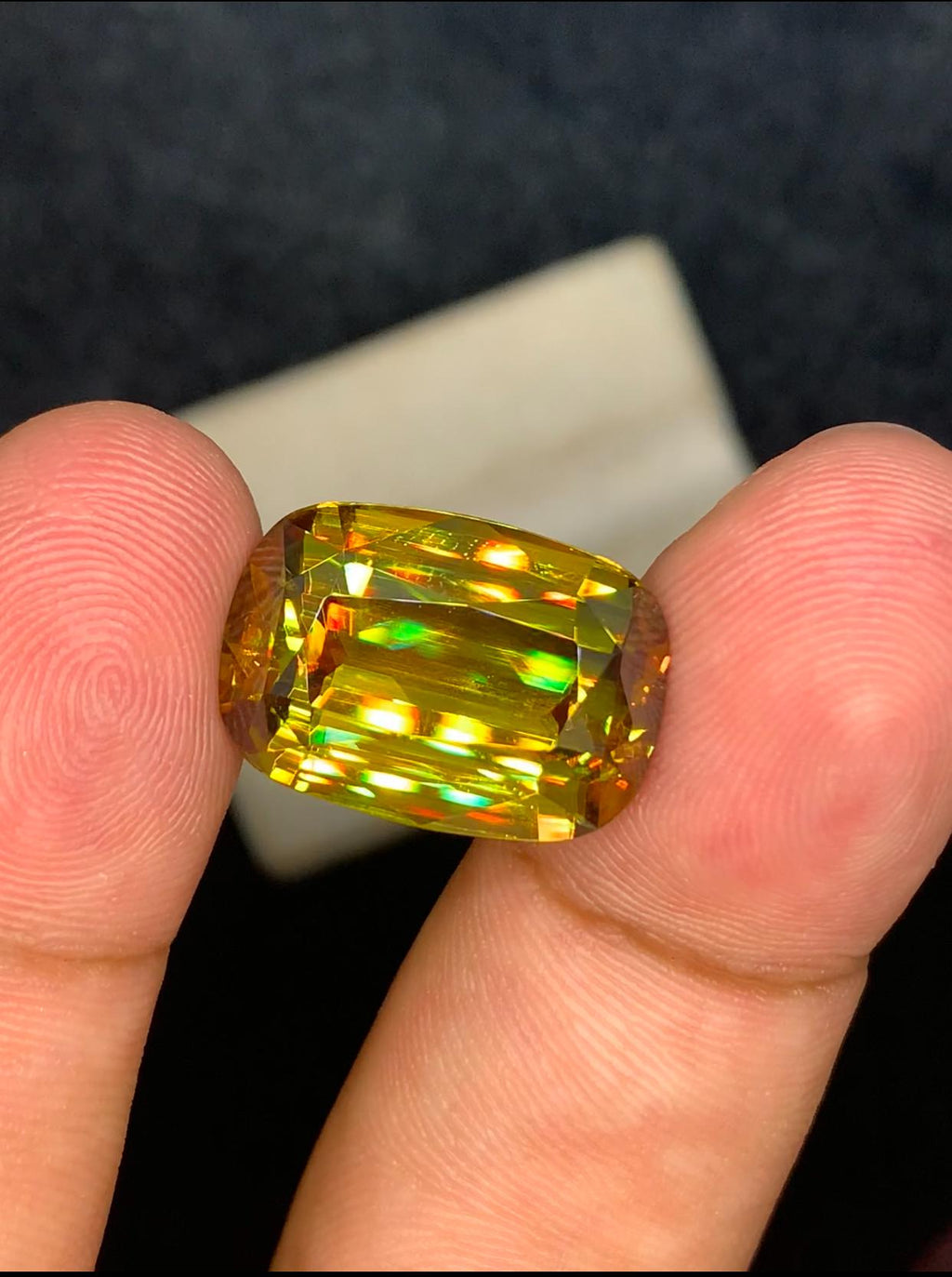 Cushion Cut Sphene Gemstone: Greenish Yellow Titanite, August Birthstone