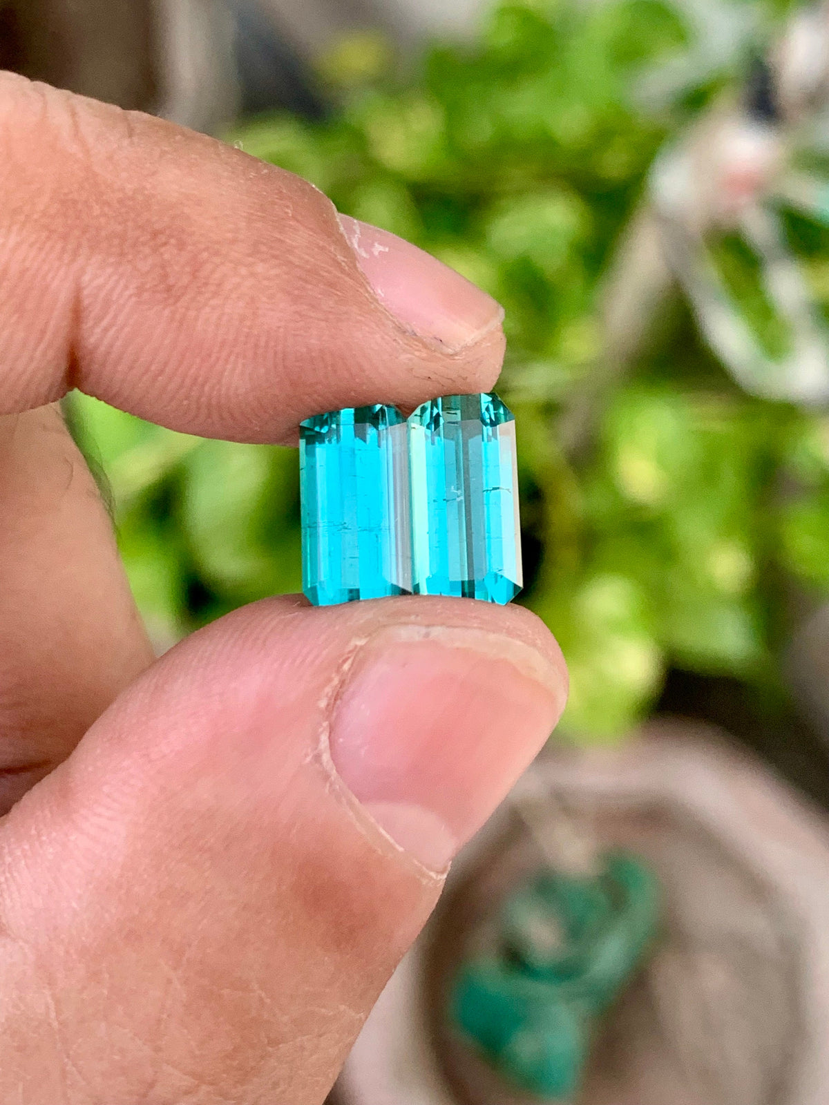 Blue Lagoon Tourmaline Pair: Faceted Emerald Cut, October Birthstone