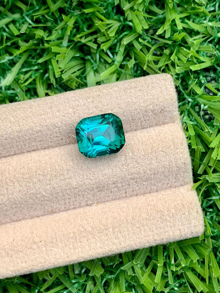 3.75 CT Lagoon Tourmaline Gemstone: Cushion Cut, VVS Clarity