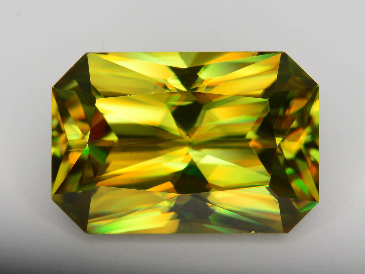 Full Fire Sphene Gemstone: Greenish Yellow Titanite Stone, 8.95 CT