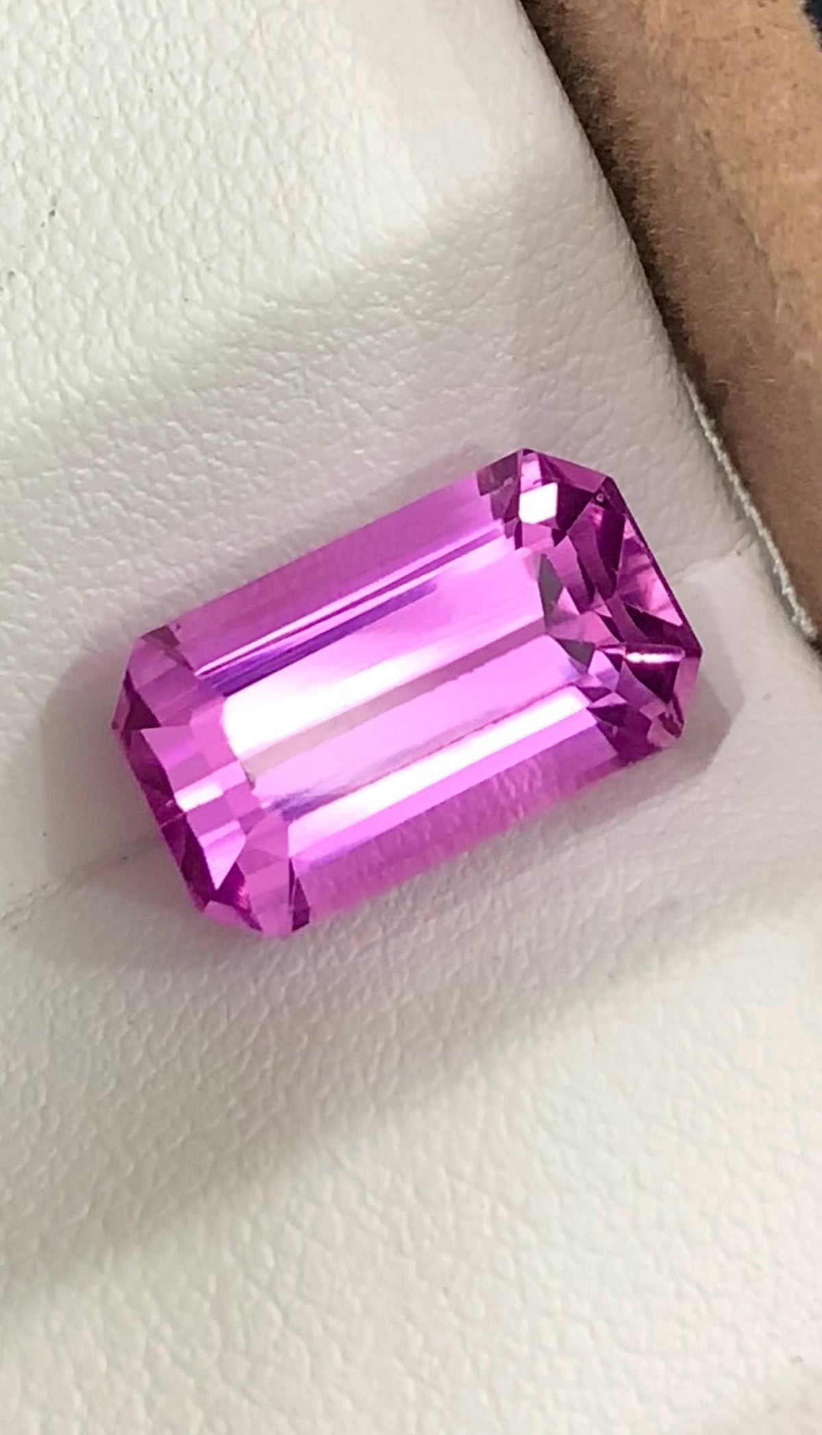 Pink Kunzite 9.60 Carat Emerald Cut Loose Gemstone from Afghanistan