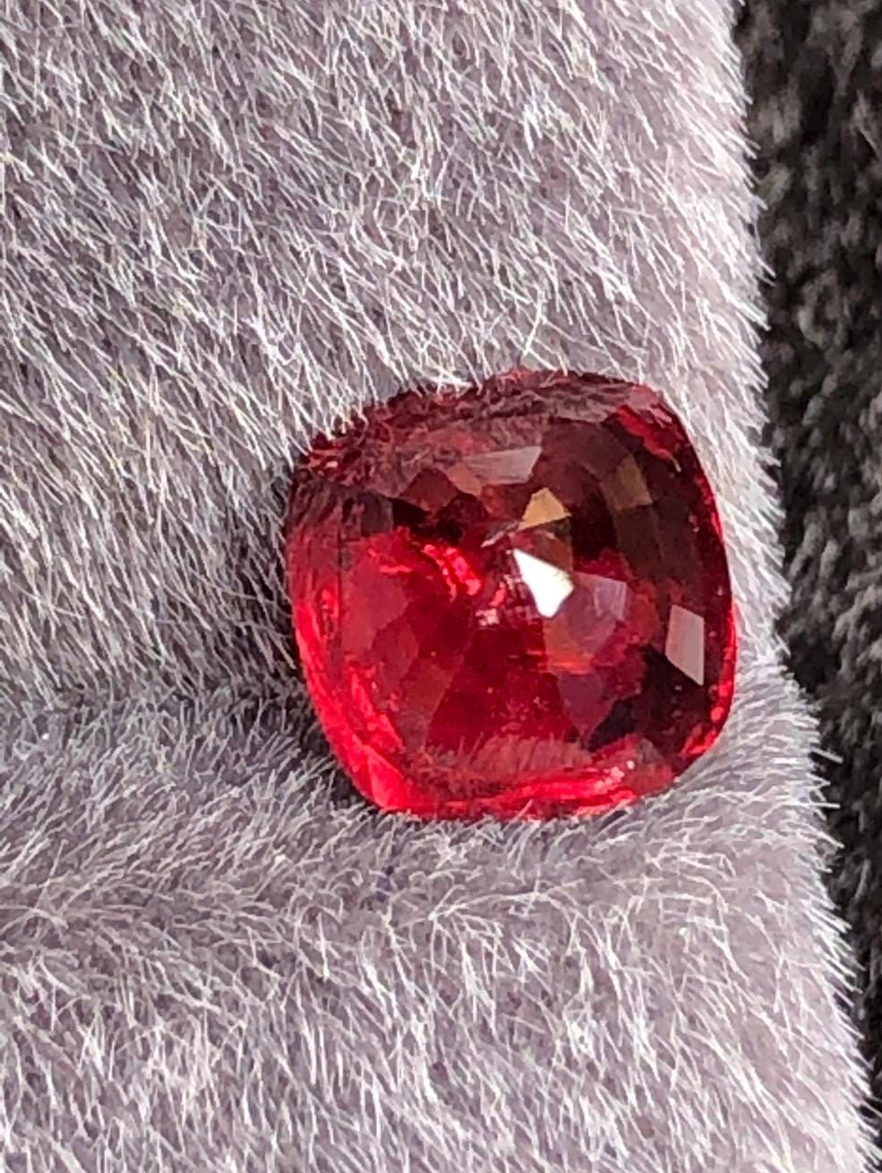 Vivid Red Spinel 1.81 carat Cushion Cut – Burma Gemstone