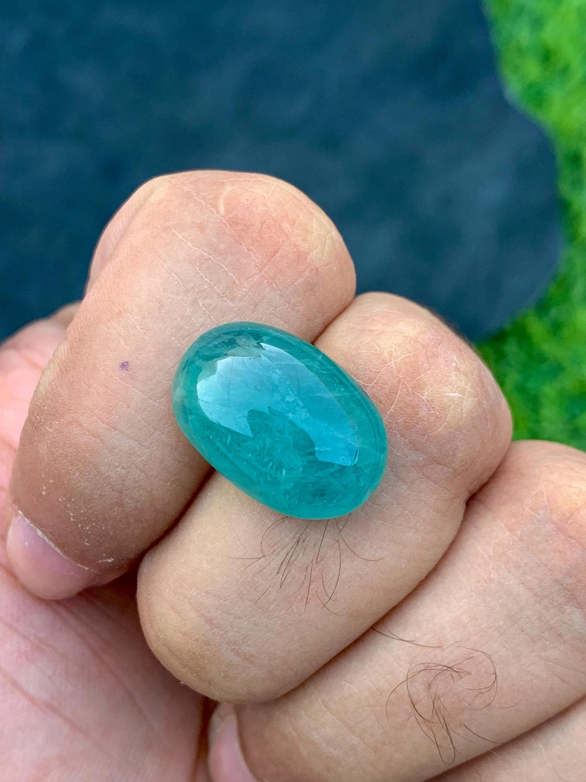 Grandidierite Gemstone Cabochon: Bluish Green, Rare Madagascar Stone, 15.30 Carats
