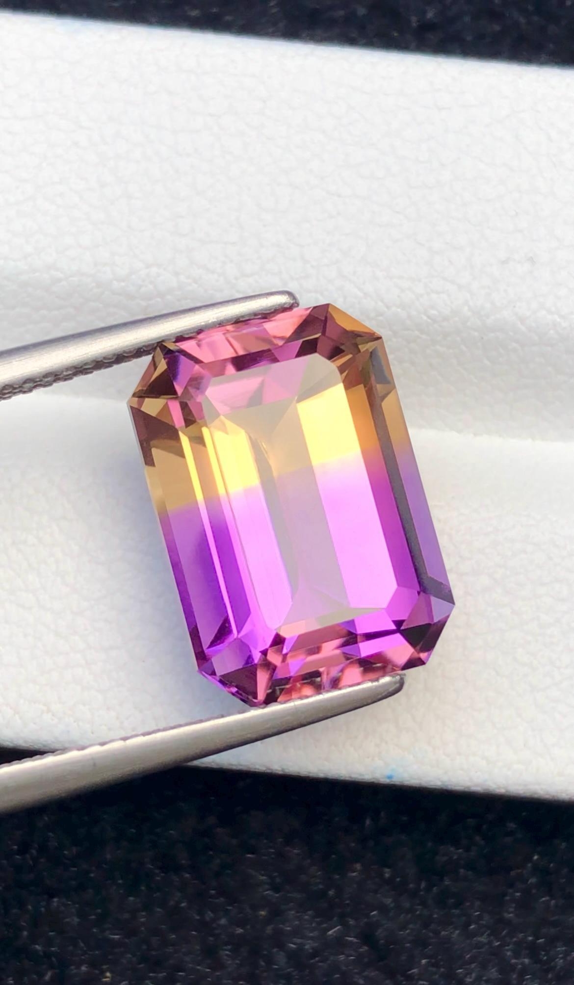 Ametrine 10.10 ct Emerald Cut • Bi-Color Gemstone from Bolivia