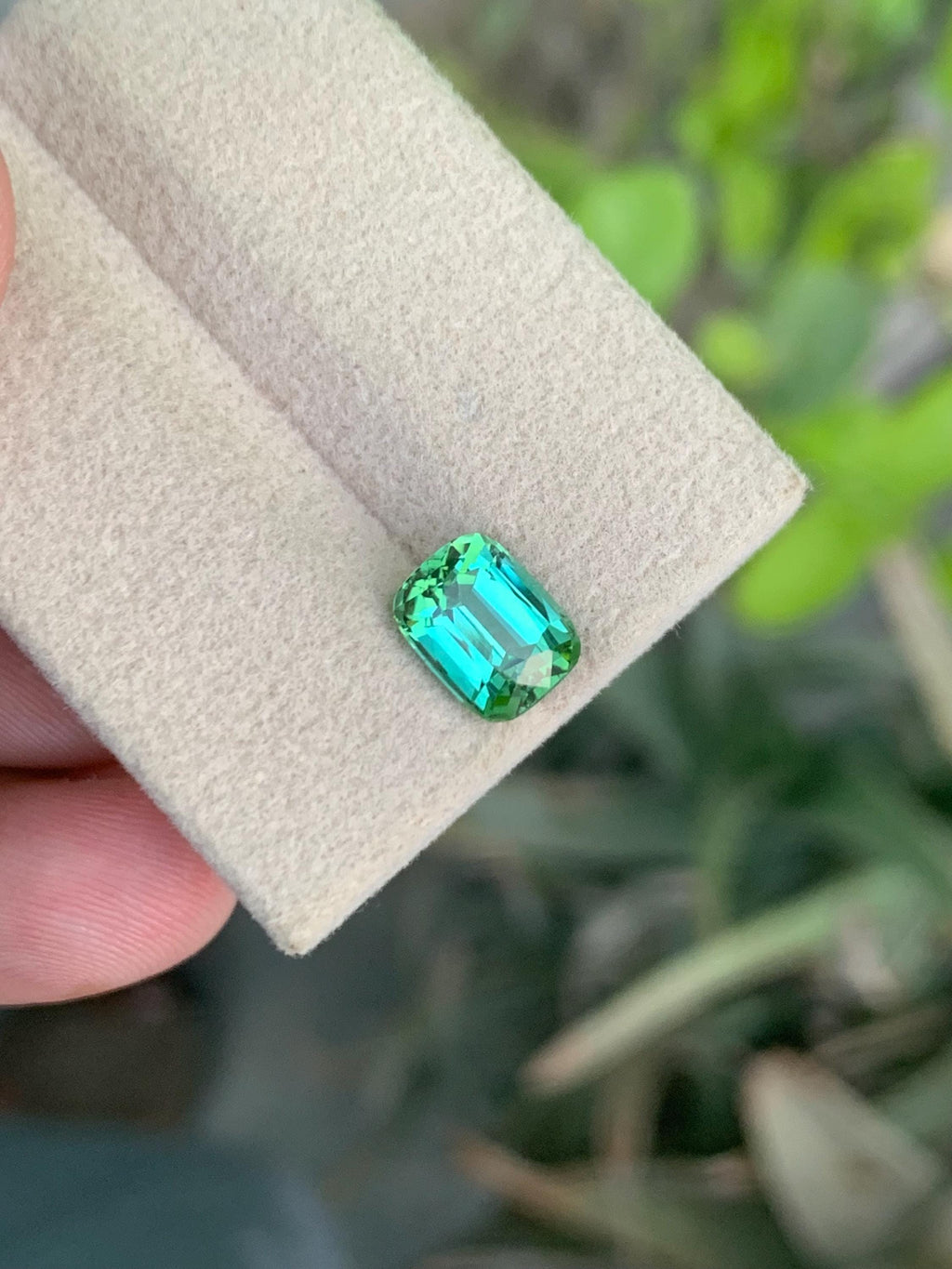 2.10 CT Natural Bluish Green Tourmaline Gemstone: Cushion Cut Stone