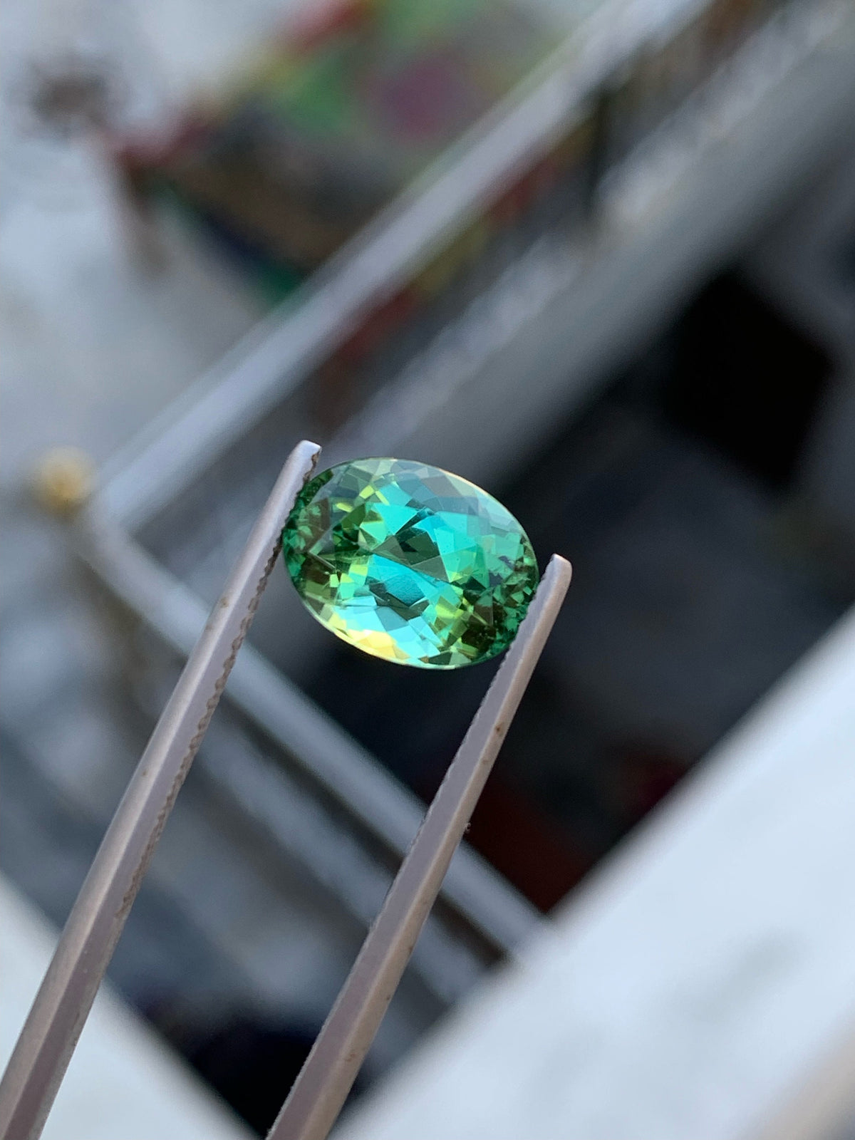 Faceted Bluish Green Tourmaline Gemstone: 4.00 CT Oval Stone