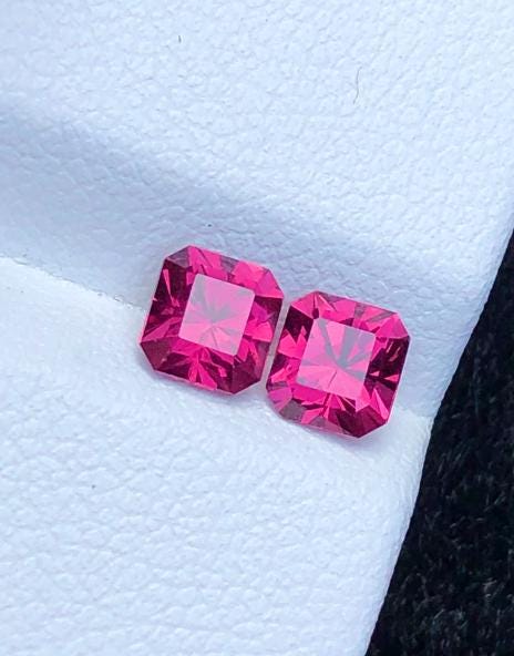 Malaya Garnet 1.50ct Pair Octagonal Radiant Cut Purple Pink Precision Matched Loose Gemstones