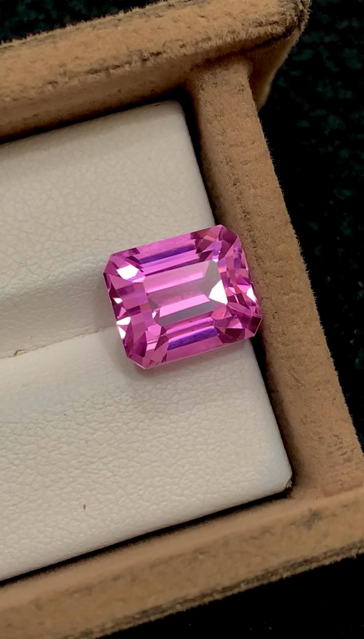 Pink Kunzite 7.80 Carat Emerald Cut Loose Gemstone from Afghanistan