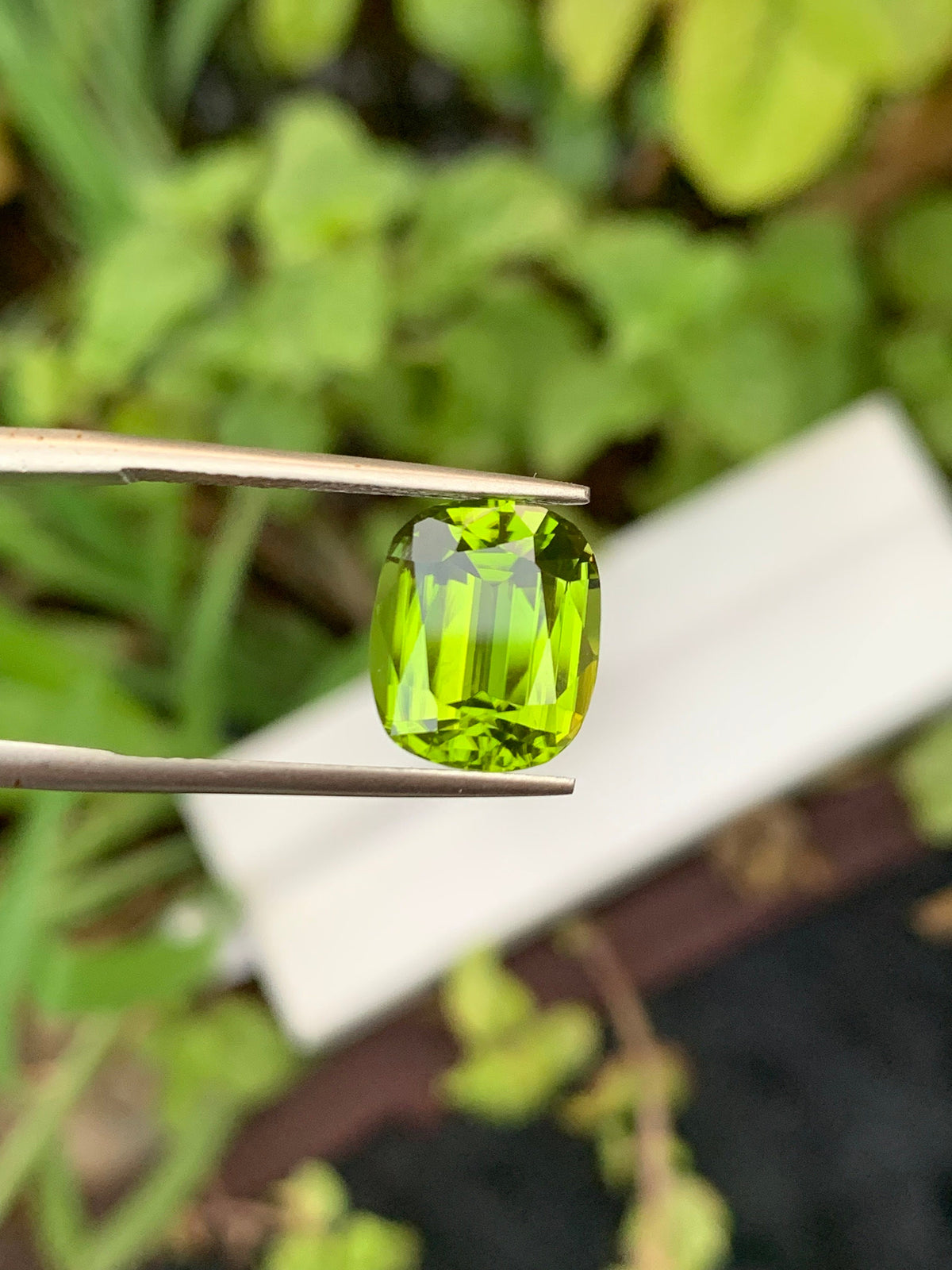 Lime Green Peridot Gemstone: 4.30 Carat Cushion Cut, August Birthstone