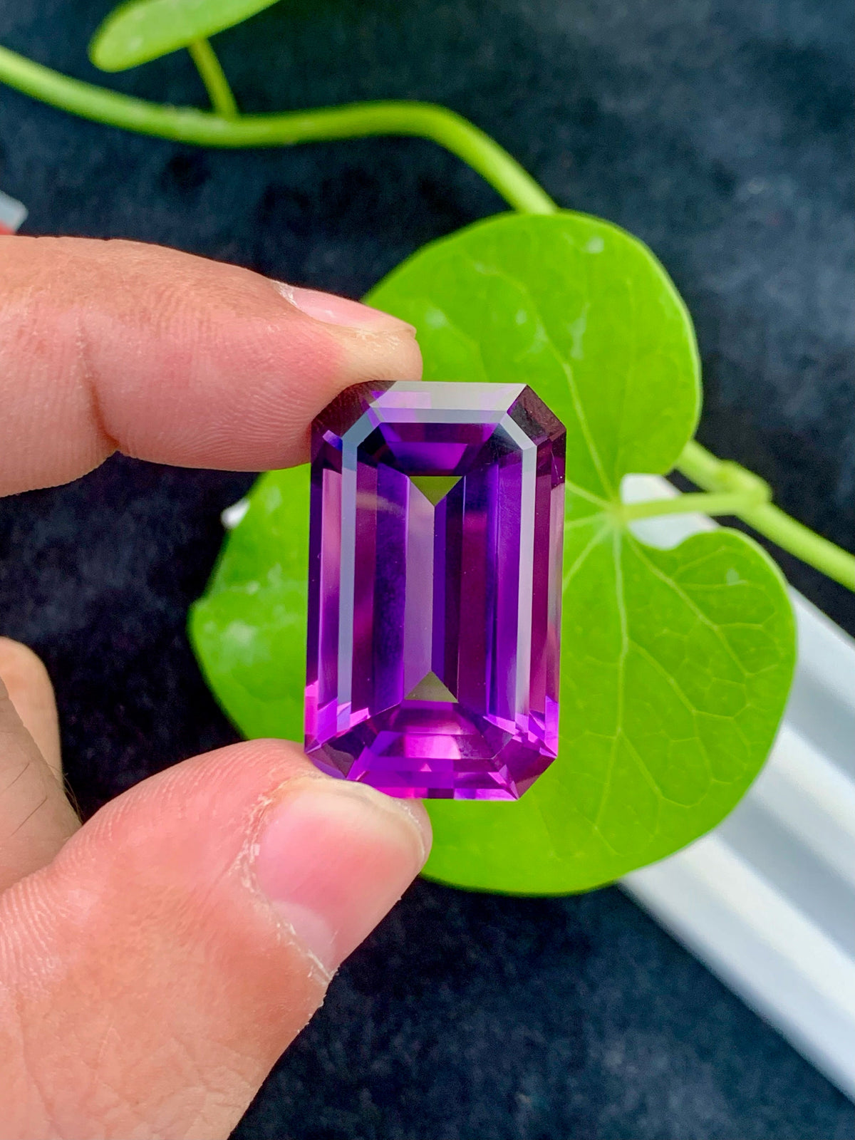 Emerald Cut Amethyst Gemstone: Natural Pinkish Purple Stone, 39.95 CT