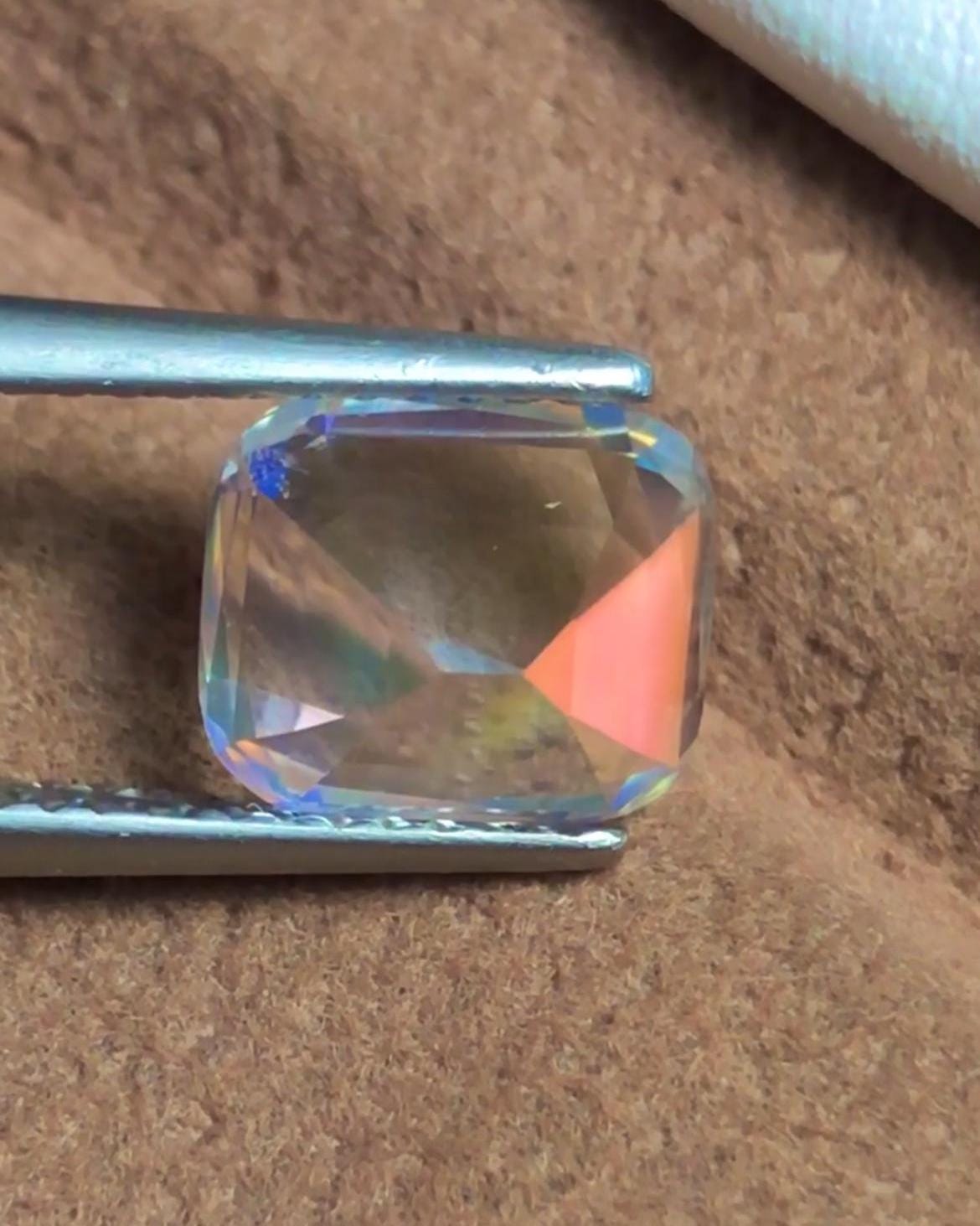 Rainbow Moonstone 2.54 Carat Cushion Cut Gemstone from Madagascar