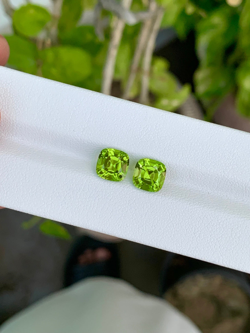 Cushion Cut Peridot Gemstone Pair: August Birthstone, 5.00 CT