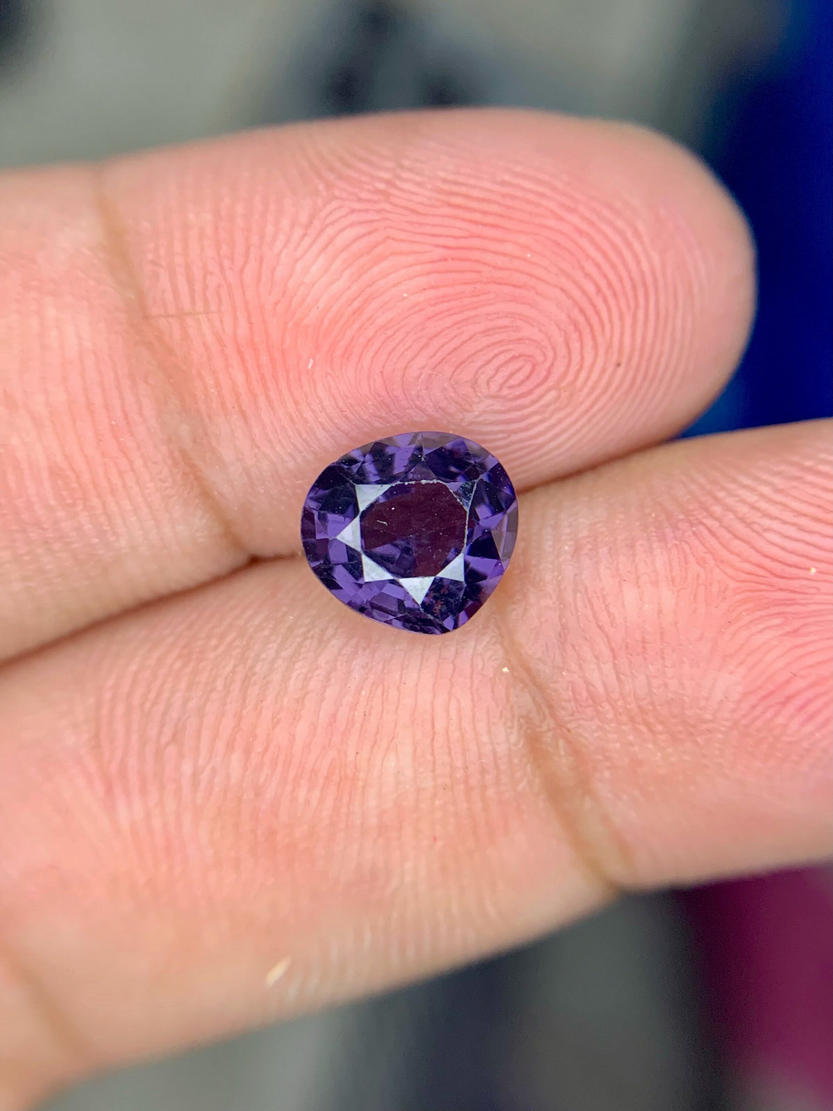 1.65 CT Bluish Purple Spinel Gemstone: Pear Cut, Afghanistan Origin