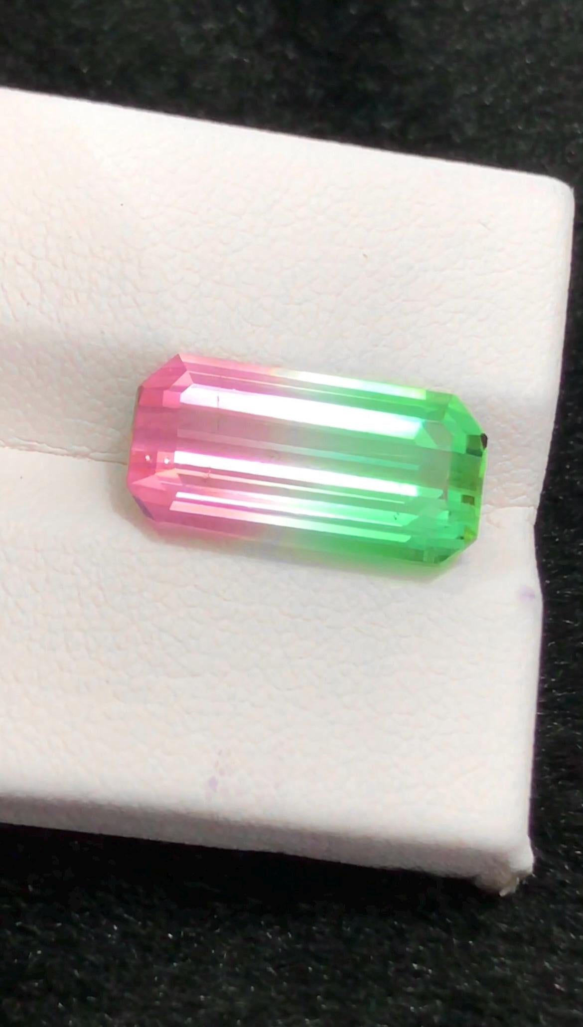 Bicolor Tourmaline 8 ct Emerald Cut – Pink Green Afghan Tourmaline