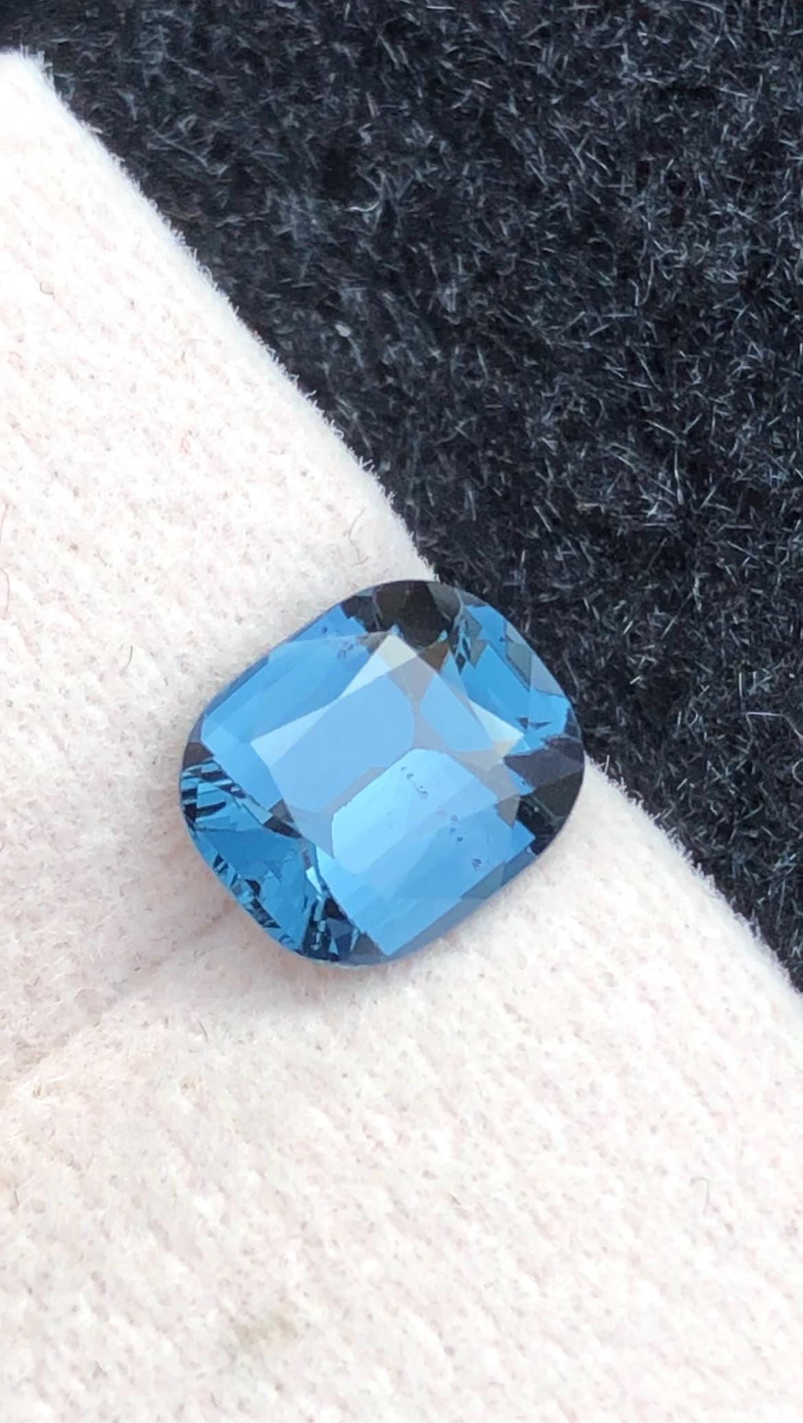Cobalt Spinel 1.55 ct Cushion Cut Blue Gemstone From  Tanzanian With Certificate