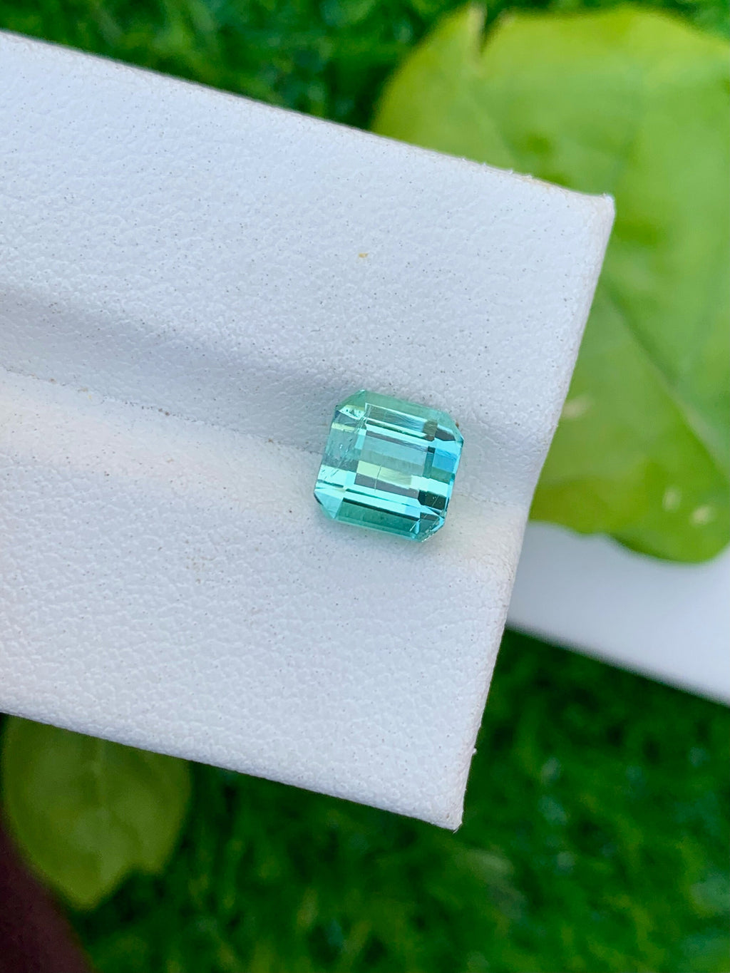 Ice Blue Tourmaline Gemstone: Square Cut, 2.05 CT, October Birthstone