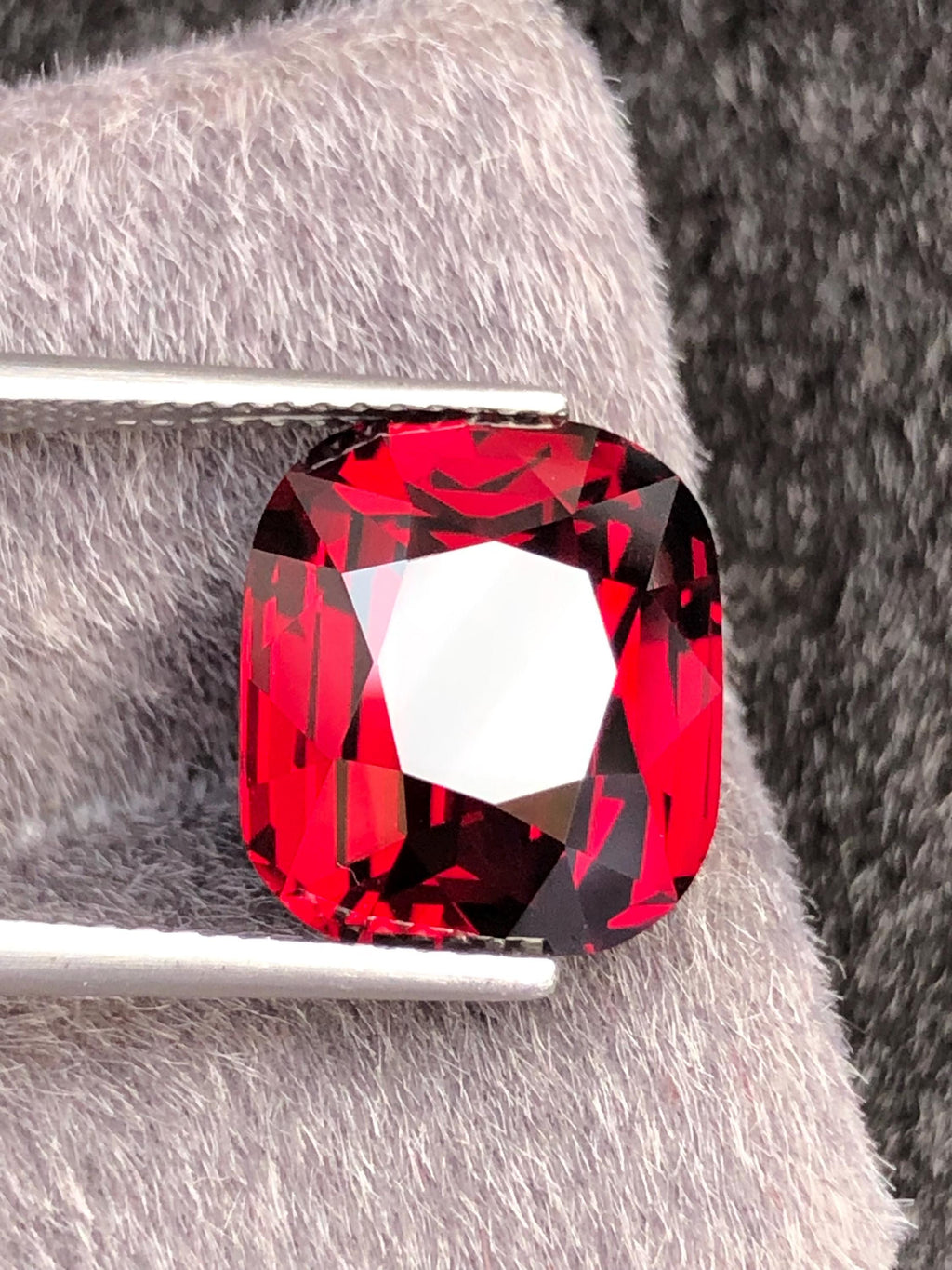 Red Rhodolite Garnet Cushion Cut 12.40 ct from Tanga Mine Tanzania