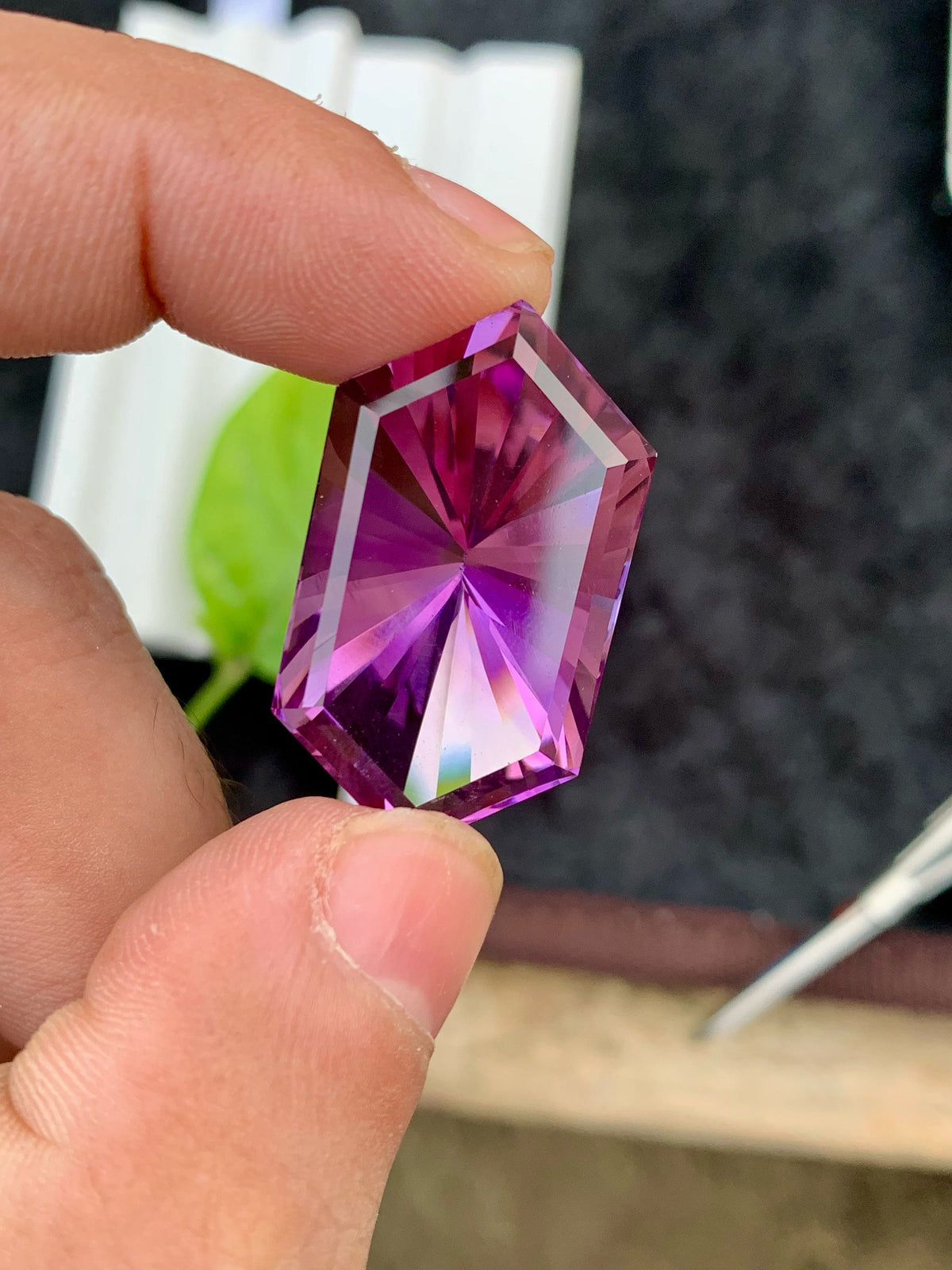 Pink Purple Amethyst Gemstone: 45.60 CT Fancy Cut Stone