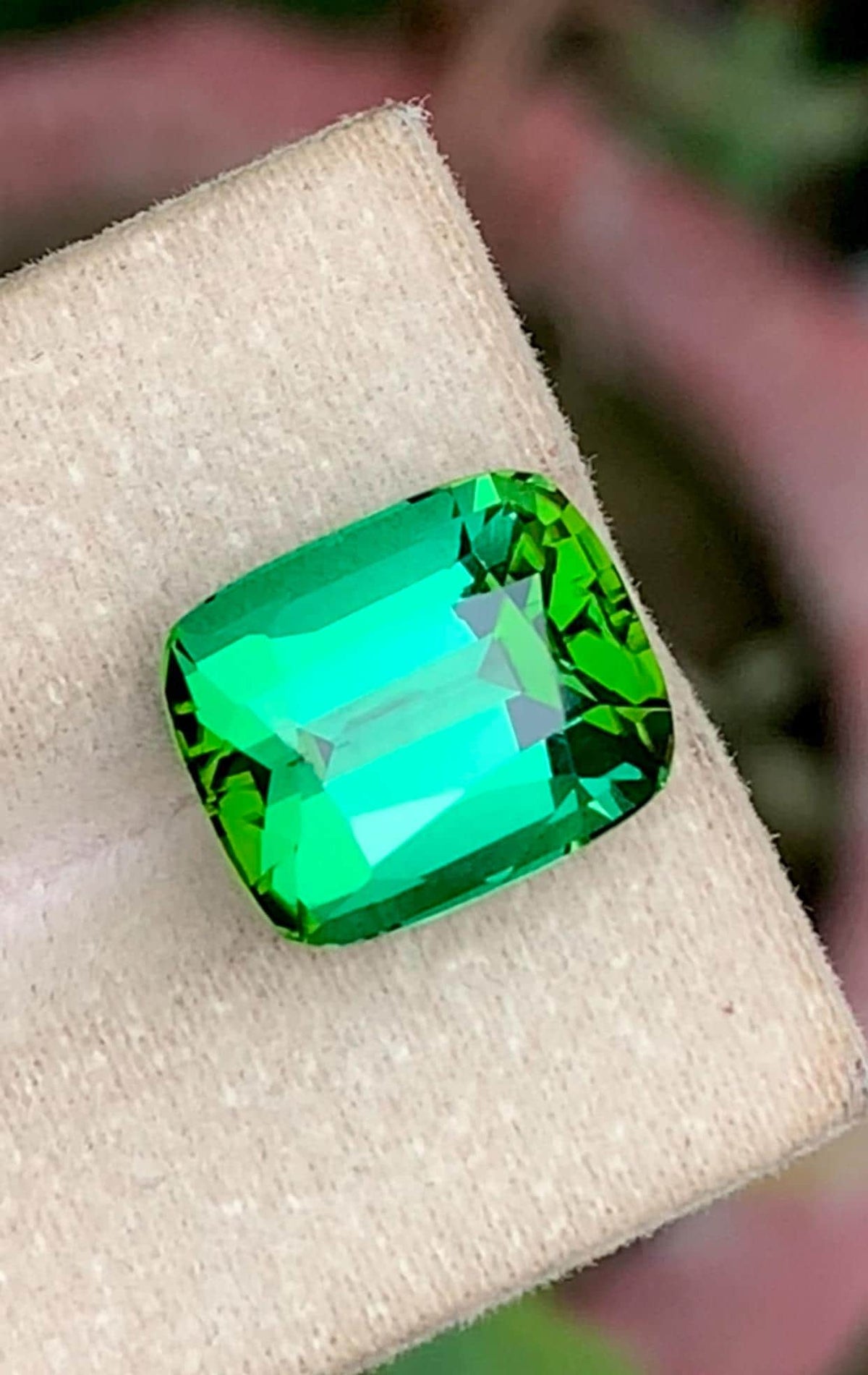 Bluish Green Tourmaline 9.87 Carat cushion Cut Loose Gemstone