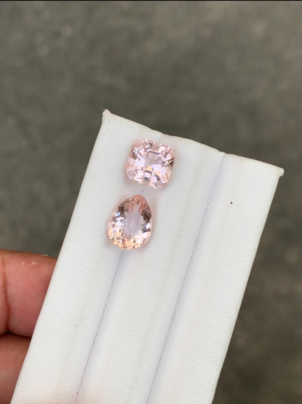 Natural Pink Morganite Set: Cushion & Oval Cut Gemstones, 5.05 Carat