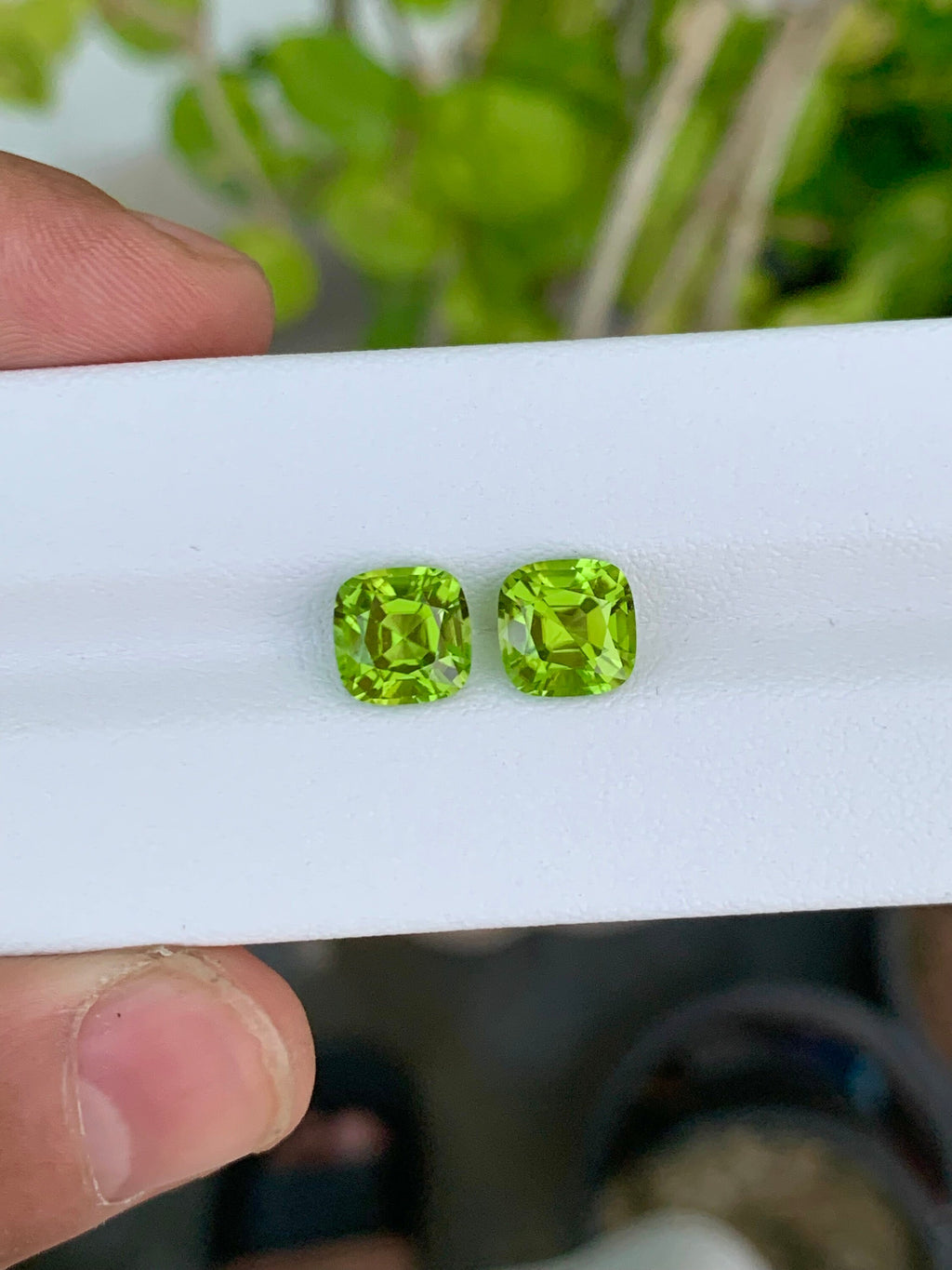 Cushion Cut Peridot Gemstone Pair: August Birthstone, 5.00 CT
