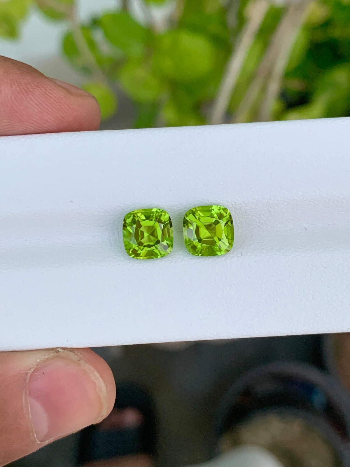 Cushion Cut Peridot Gemstone Pair: August Birthstone, 5.00 CT