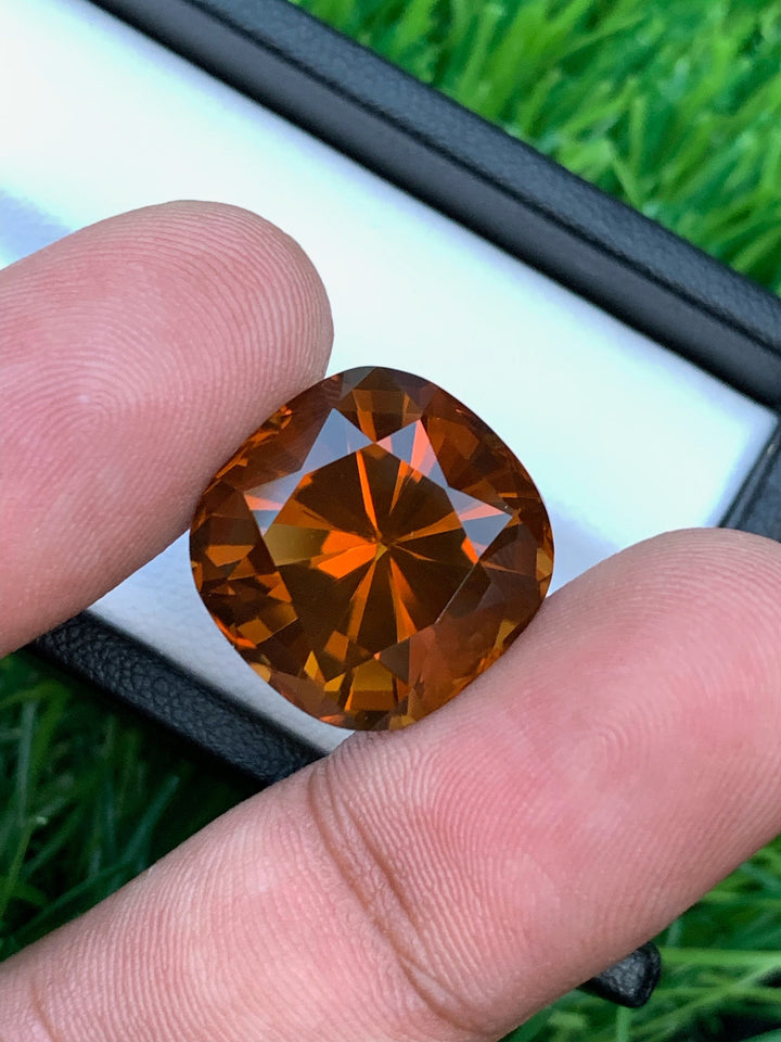 Orange Citrine Gemstone: 19 Carat Round Cushion Cut, November Birthstone