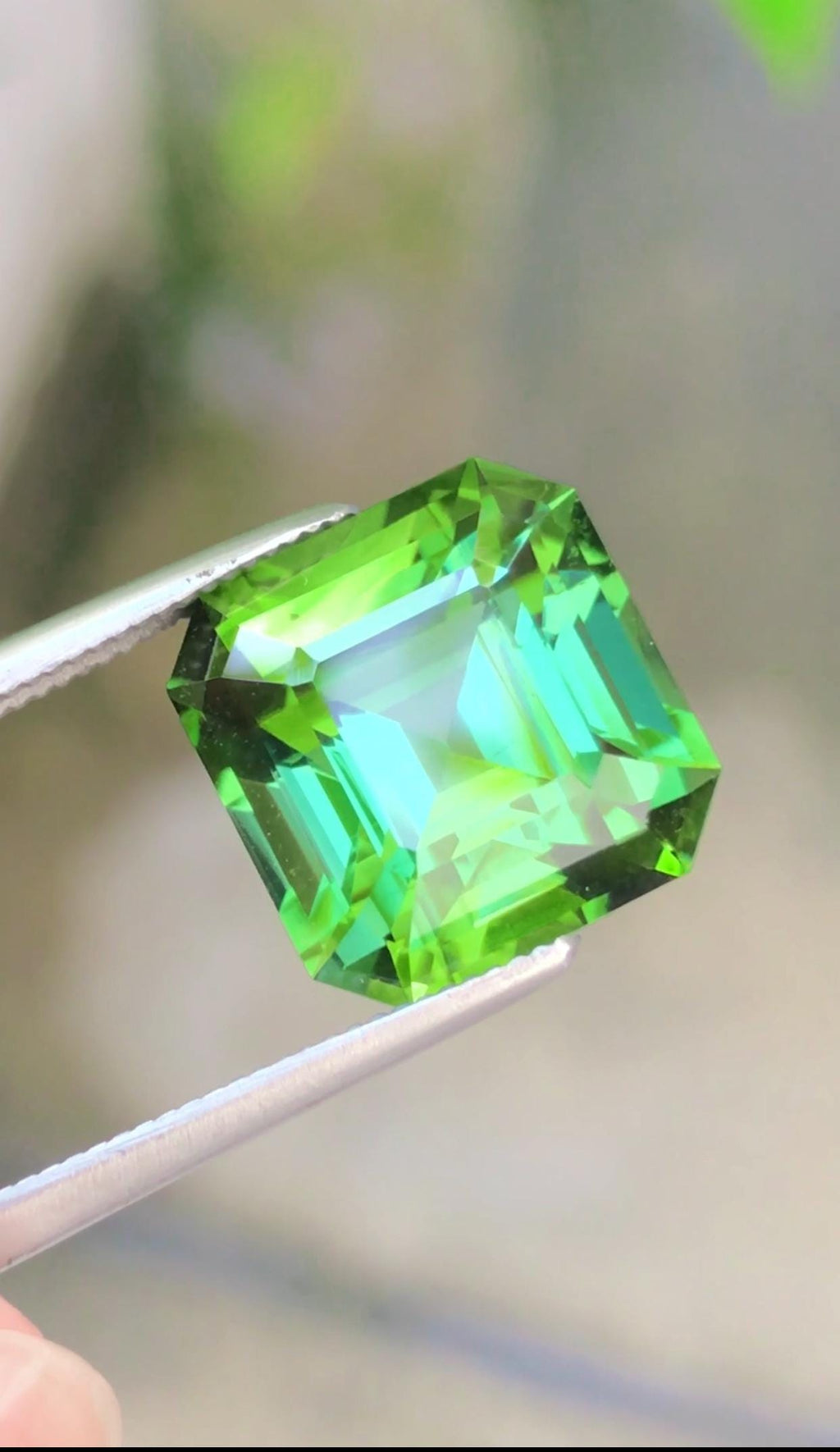 Magestic Asscher Cut Mint Green 8.10 Cts Tourmaline,Rare & Elegant Gem