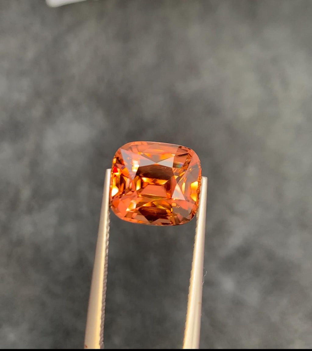 Orange Zircon 6.87ct Cushion Cut with Fire from Sri Lanka