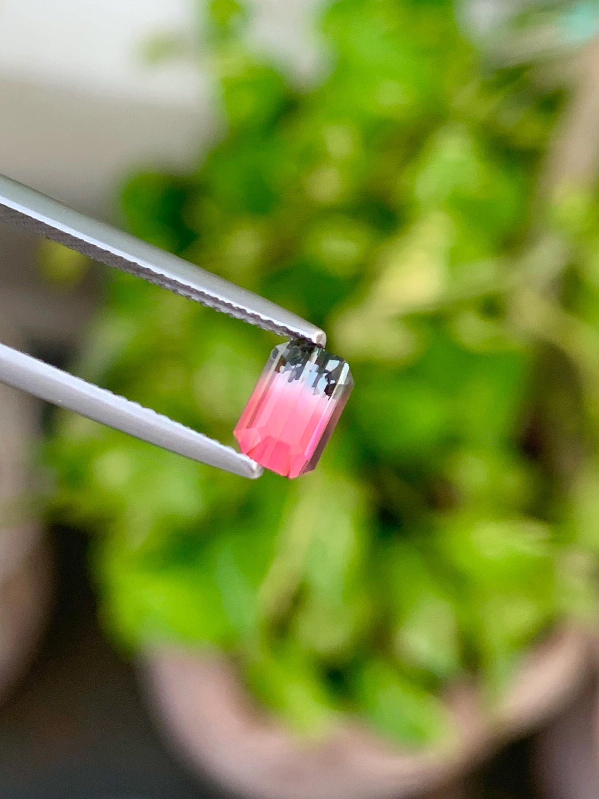 Emerald-Cut Bi-Color Tourmaline Gemstone: Pink Jewelry Stone, 1.15 CT