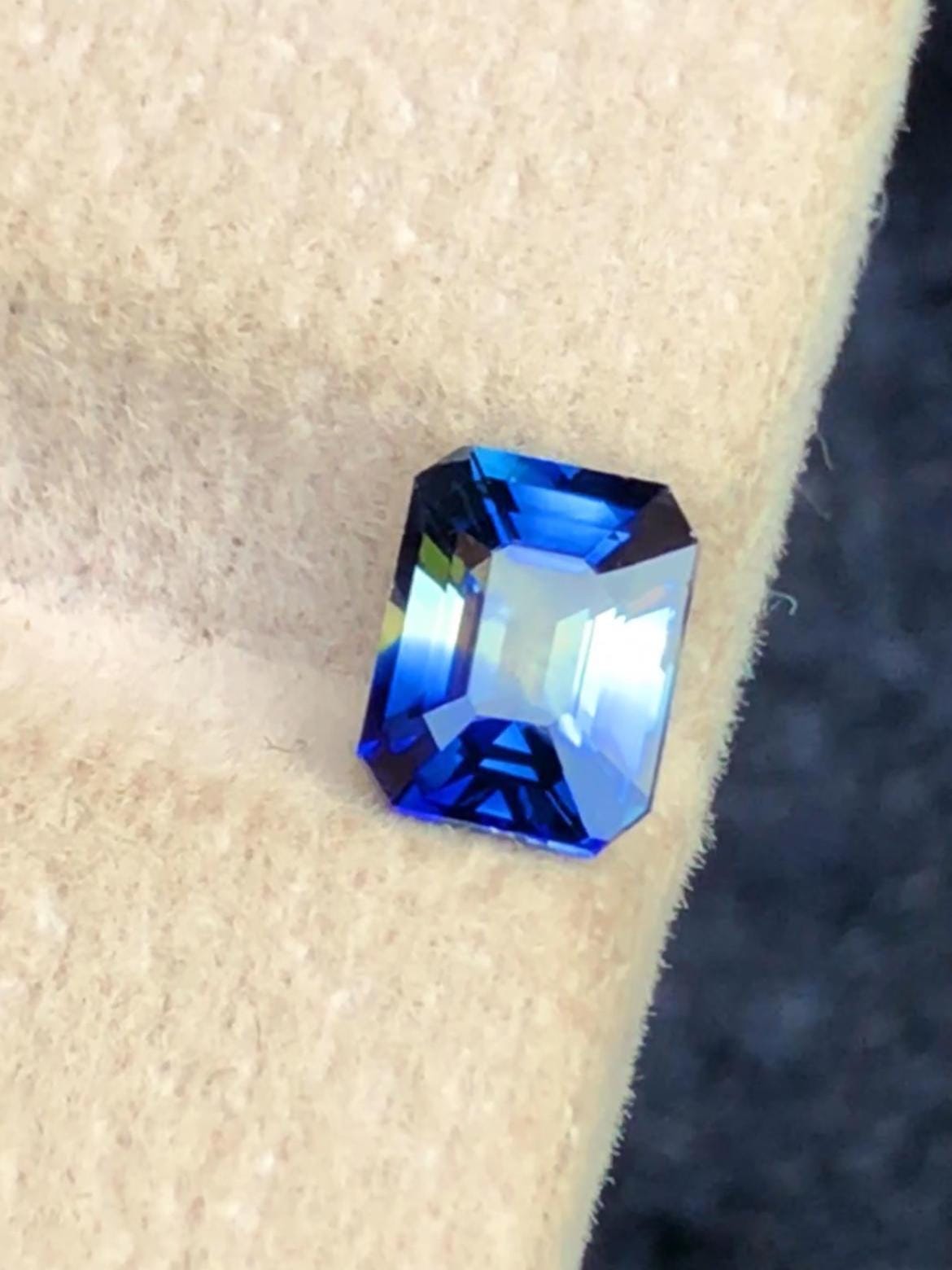 Parti Sapphire 1.14ct Emerald Cut – Bi-Color Gem from Sri Lanka