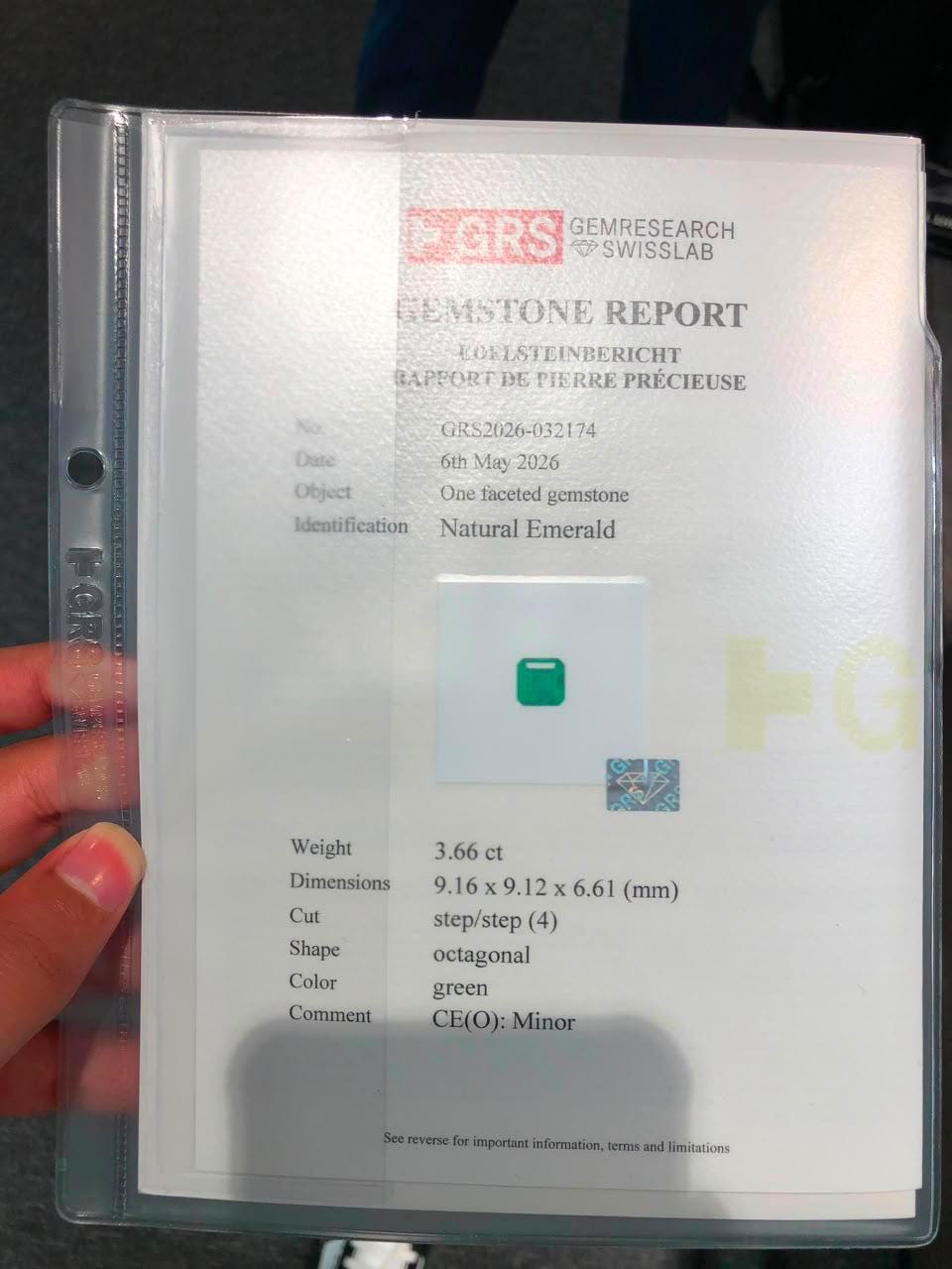 GRS Certified Natural Emerald Loose Gemstone:  from Brazil mines